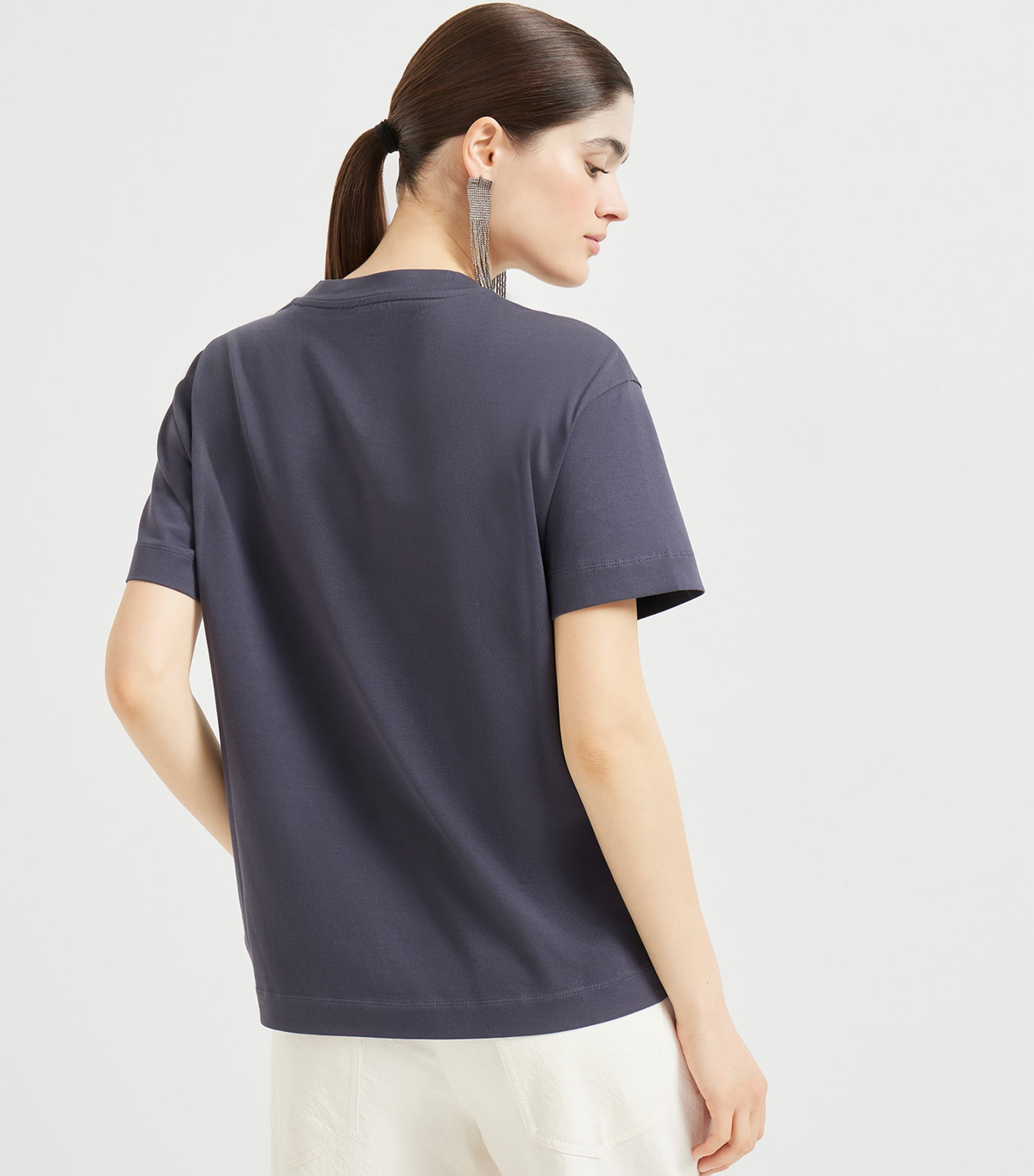 Brunello Cucinelli Womens Cotton Pocket-Detail T-Shirt Image 3