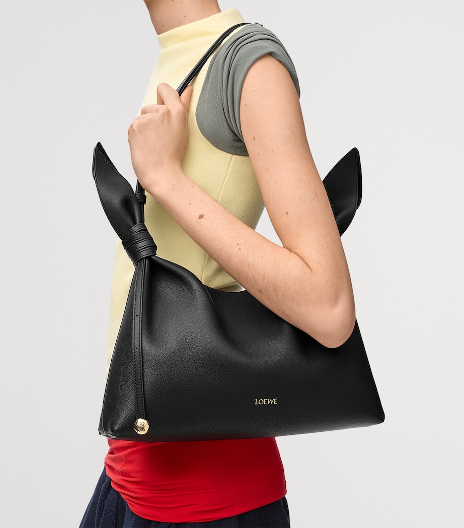 LOEWE Medium Leather Scarf Shoulder Bag Black Image 2