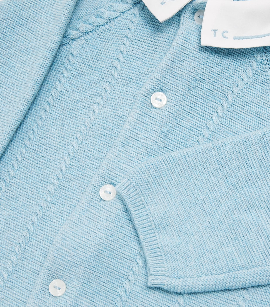 Embroidered-Collar Knitted Playsuit (1-24 Months) 48BLEU HORIZON CHINÉ Image 3