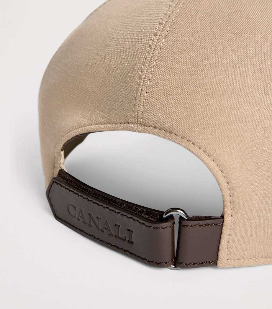 Canali Linen-Silk Baseball Cap Beige Image 4