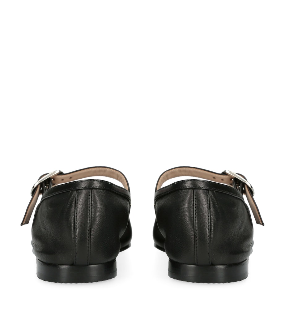 Leather Mary Jane Ballet Flats BLACK Image 4