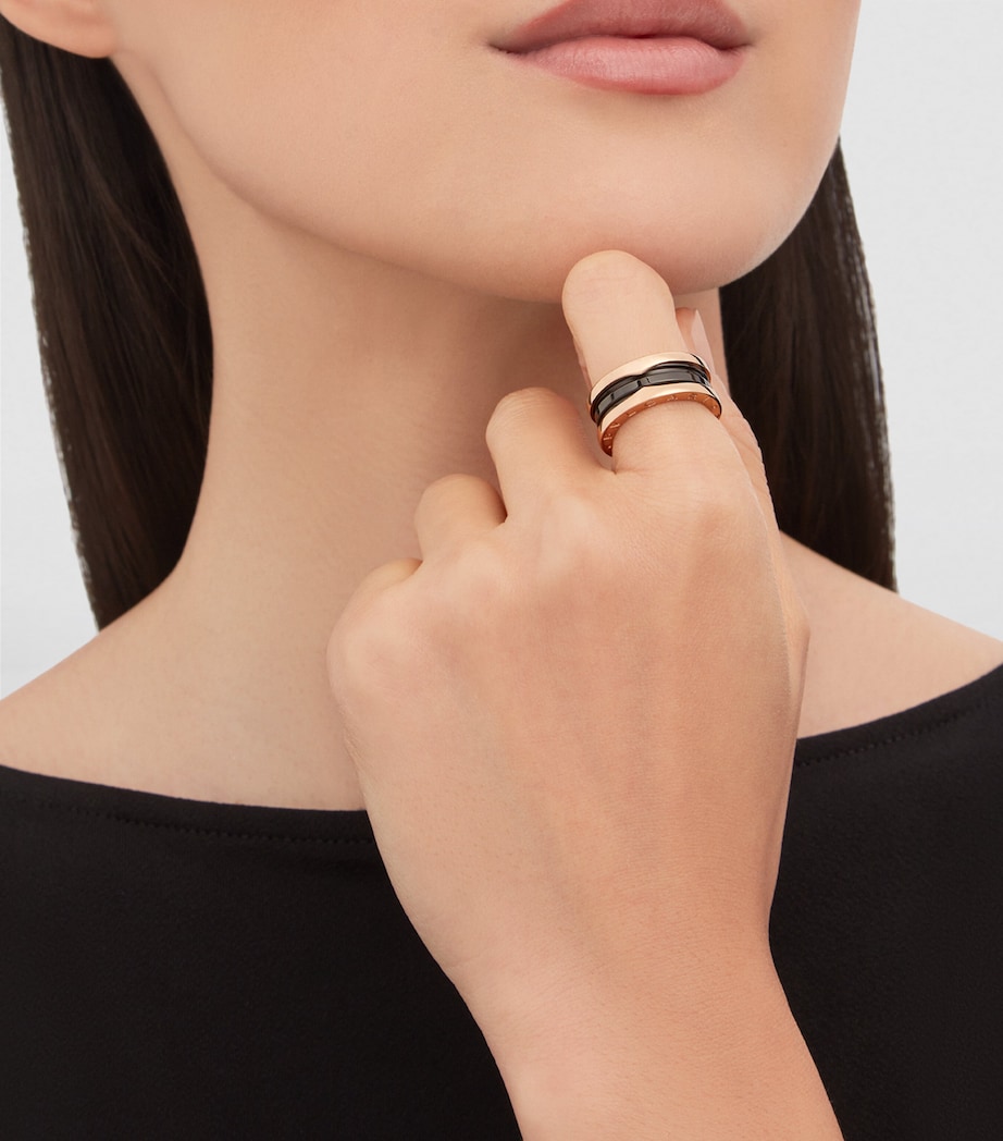Rose Gold and Black Ceramic B.zero1 Two-Band Ring PINK GOLD Image 6