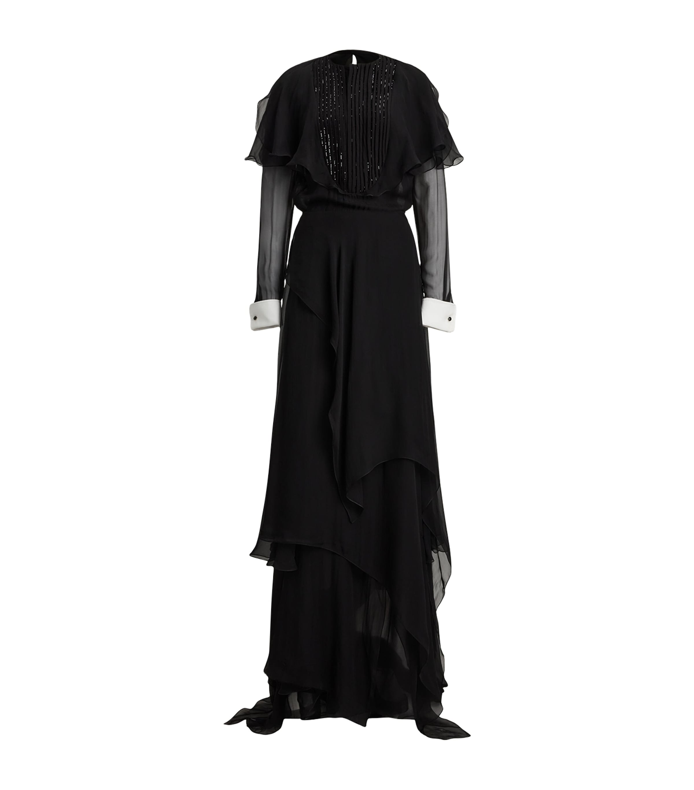 Ralph Lauren Silk Chiffon Emala Evening Dress In Black