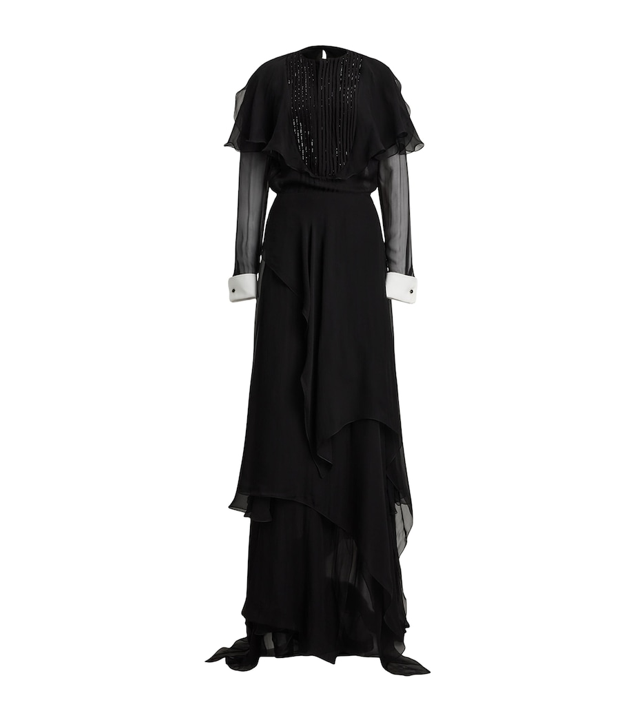 Silk Chiffon Emala Evening Dress BLACK Image 1