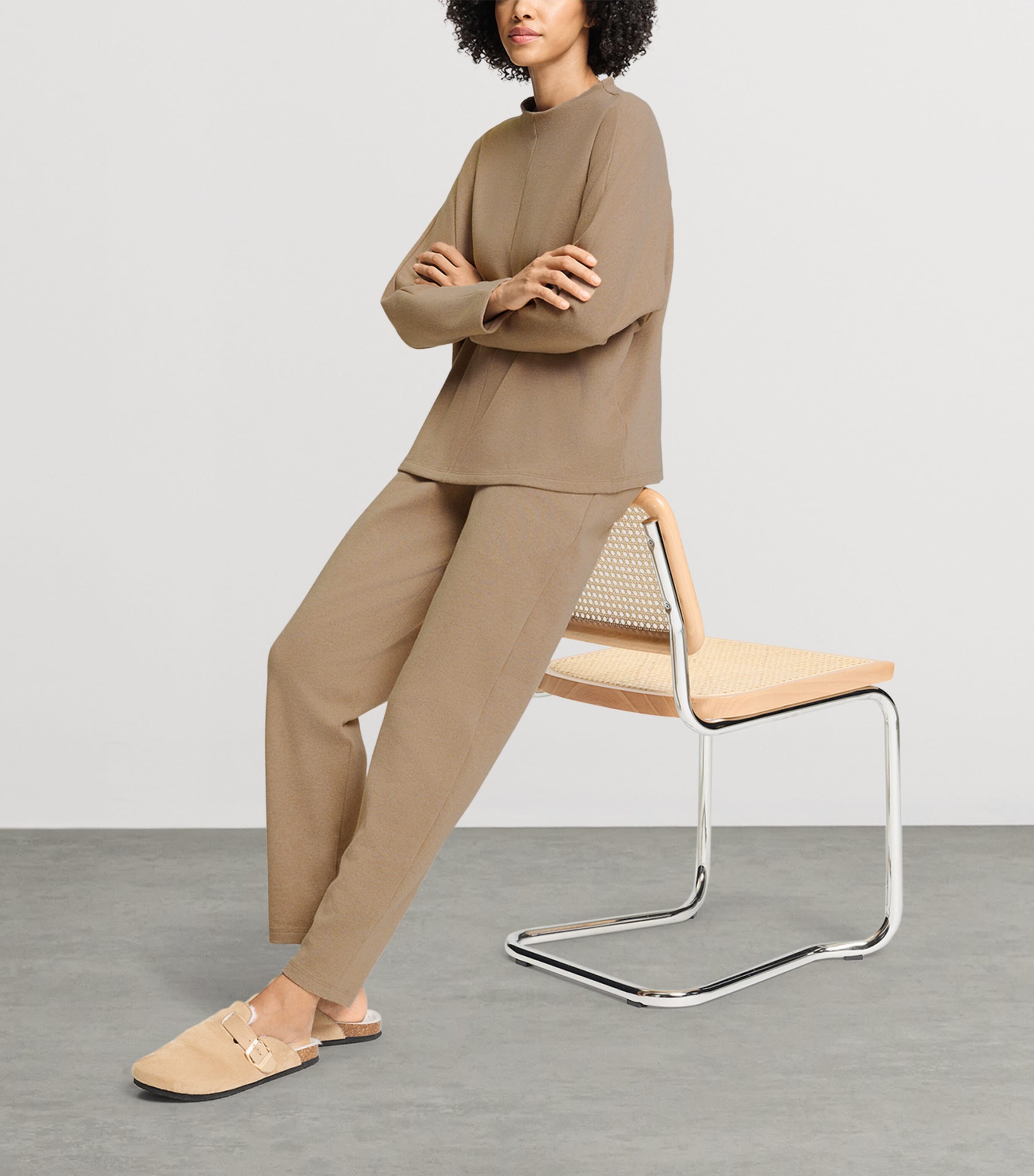 Hanro Womens High-Neck Sweatshirt Desert Clay Image 2