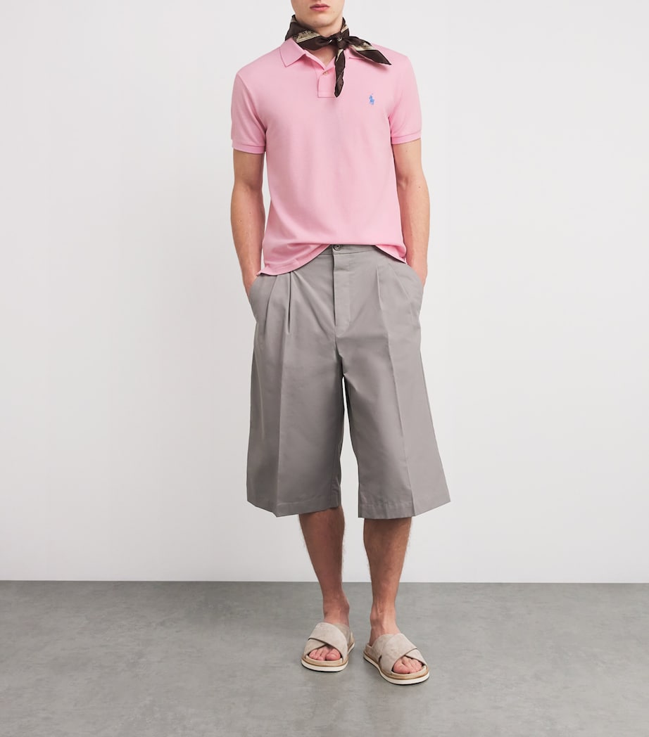 Cotton Mesh Slim-Fit Polo Shirt CARMEL PINK Image 2