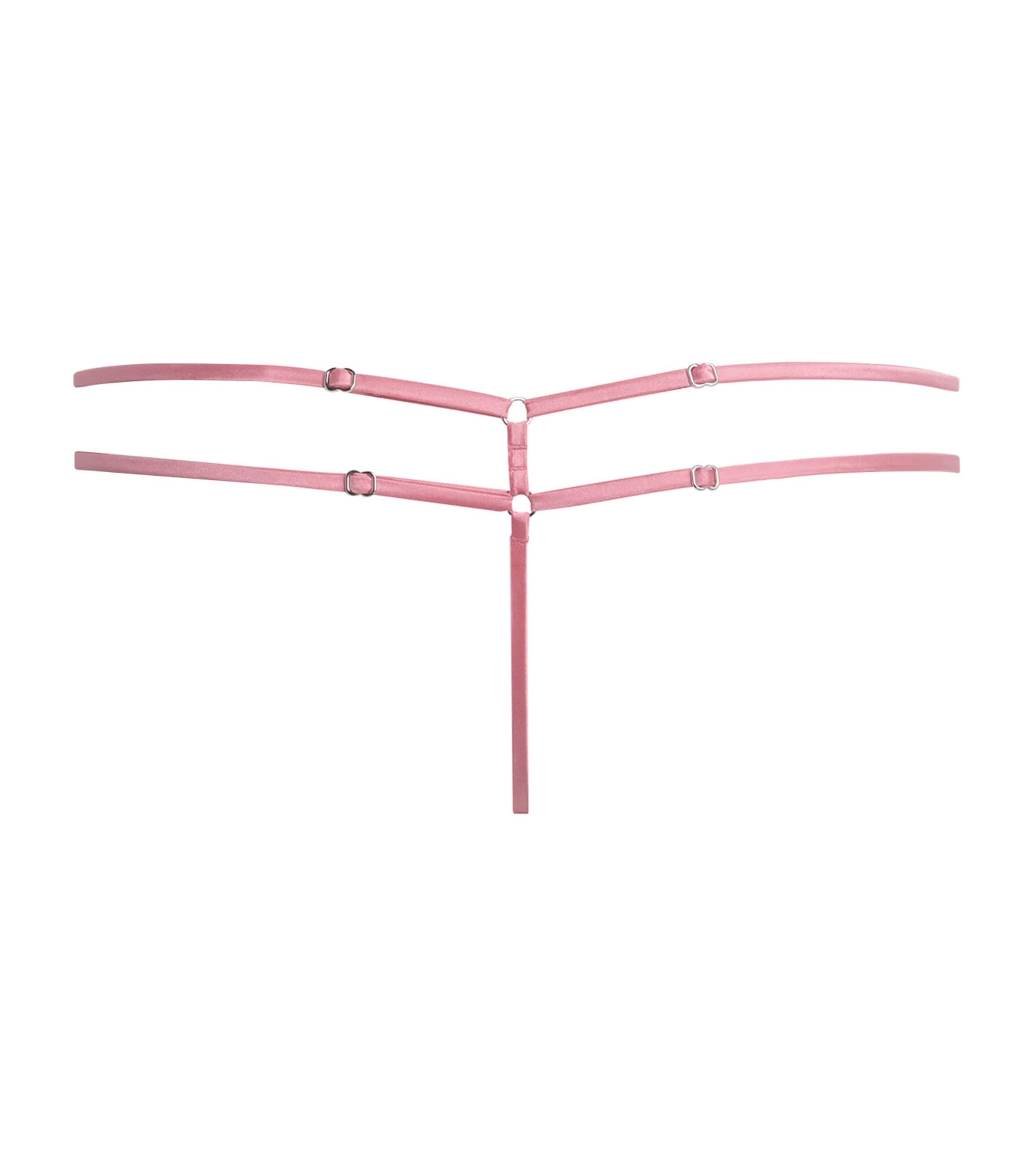 Fleur Du Mal Womens Embroidered Harper G-String Briefs Pink Cadil Image 2