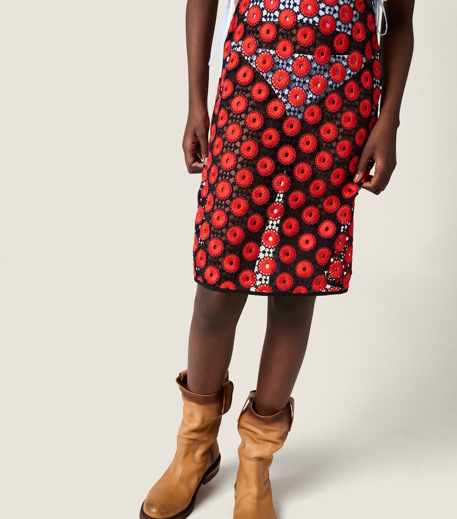 Miu Miu Womens Macramé Apron Midi Dress Image 4