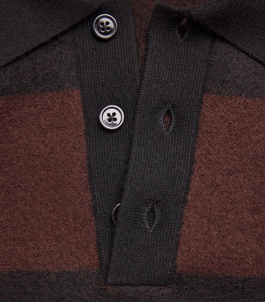 Wool Stripe Rugby Polo Sweater BLACK Image 5