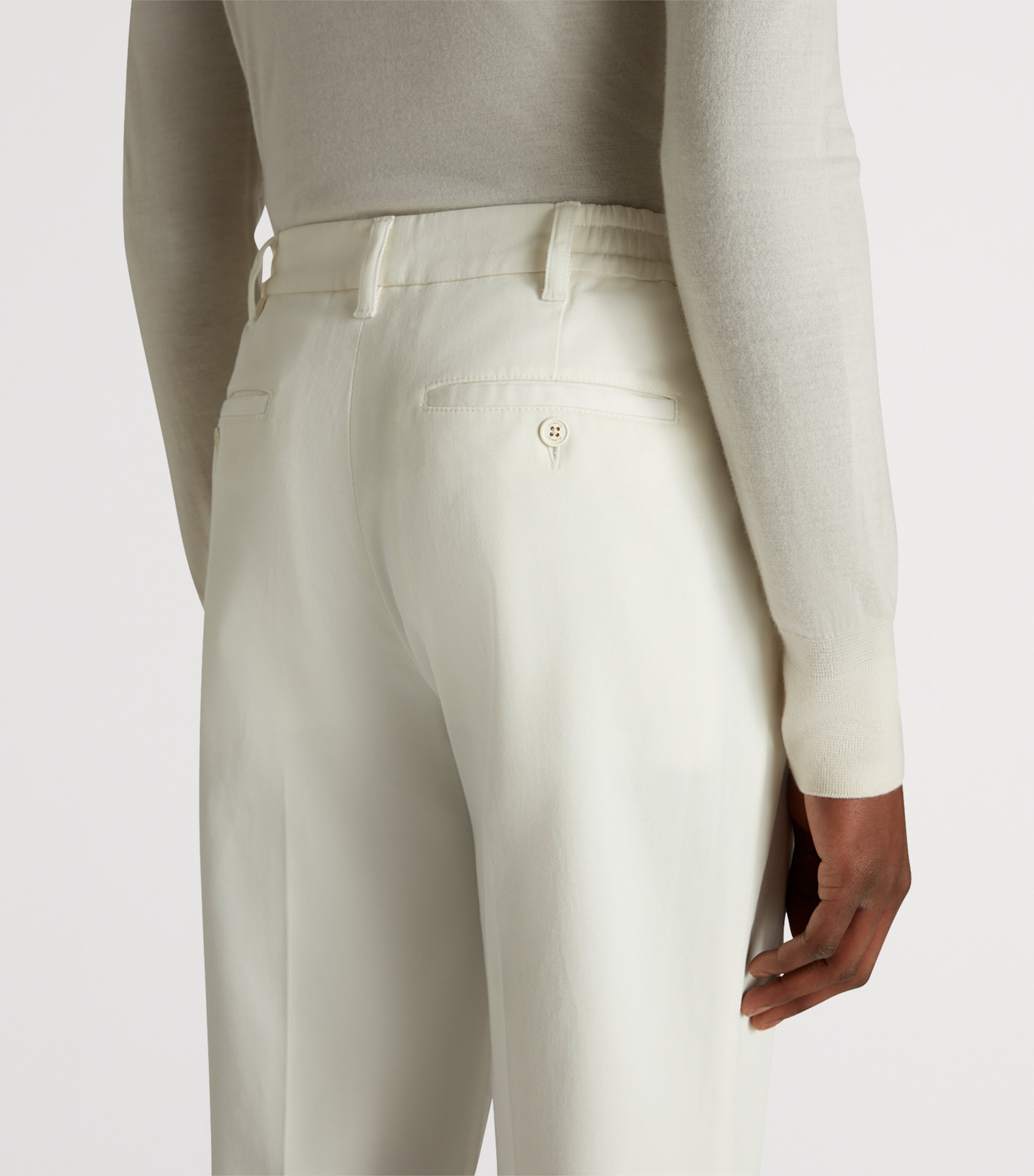 Stretch-Cotton Twill Double-Pleat Chinos 123OFF WHITE Image 5