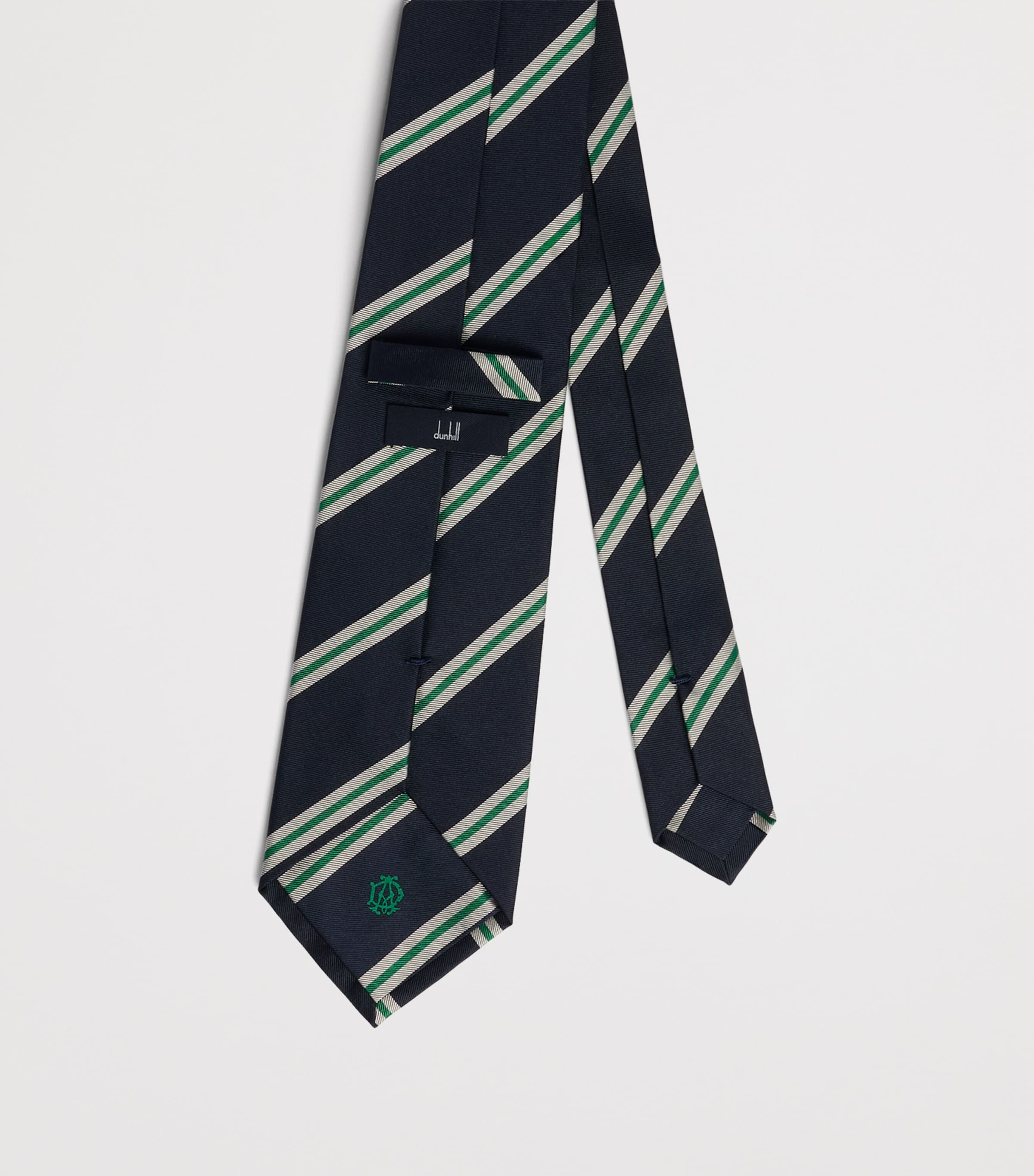 Dunhill Silk Grenadine Stripe Tie Green Image 2