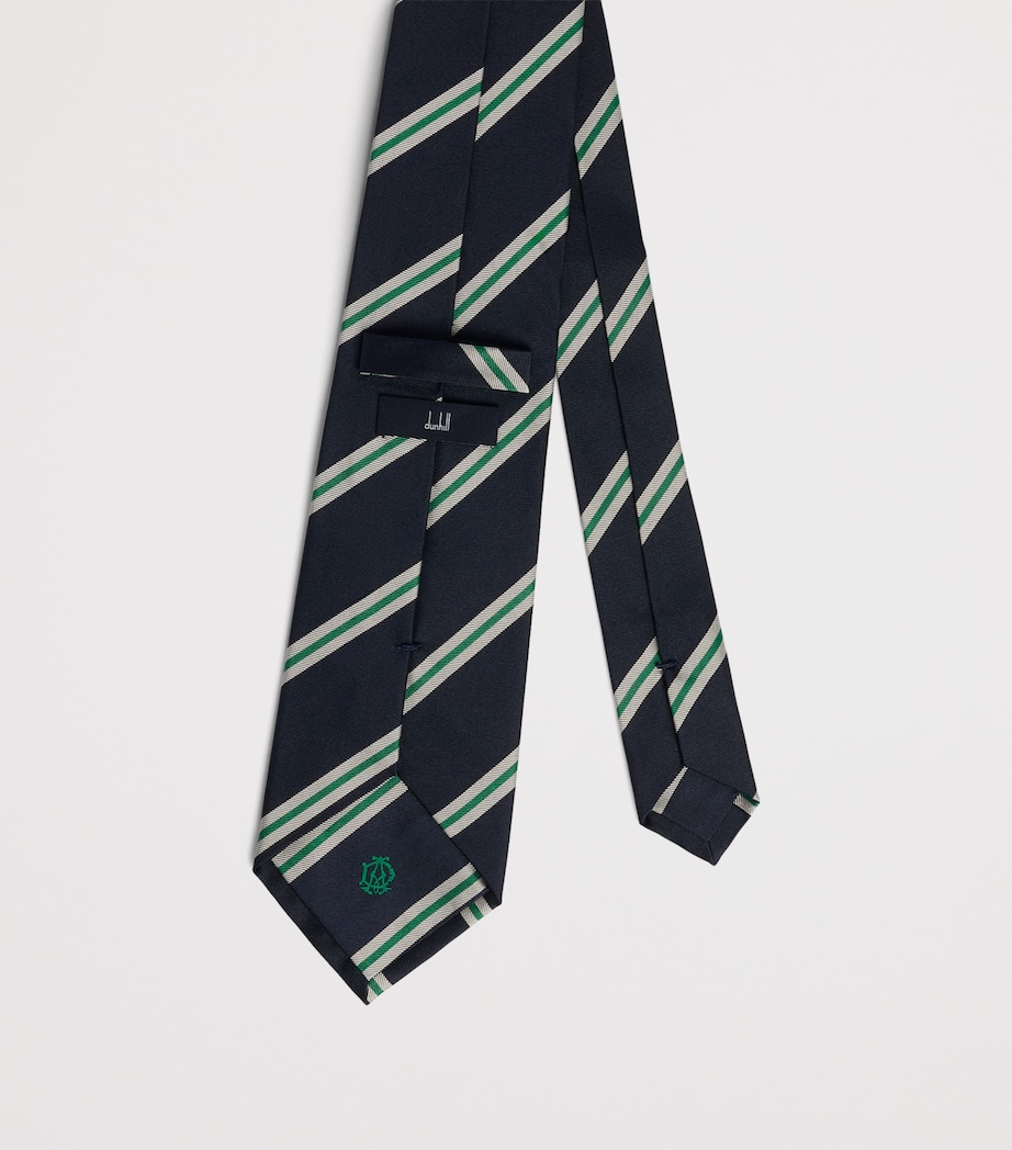 Dunhill Silk Grenadine Stripe Tie Green Image 2