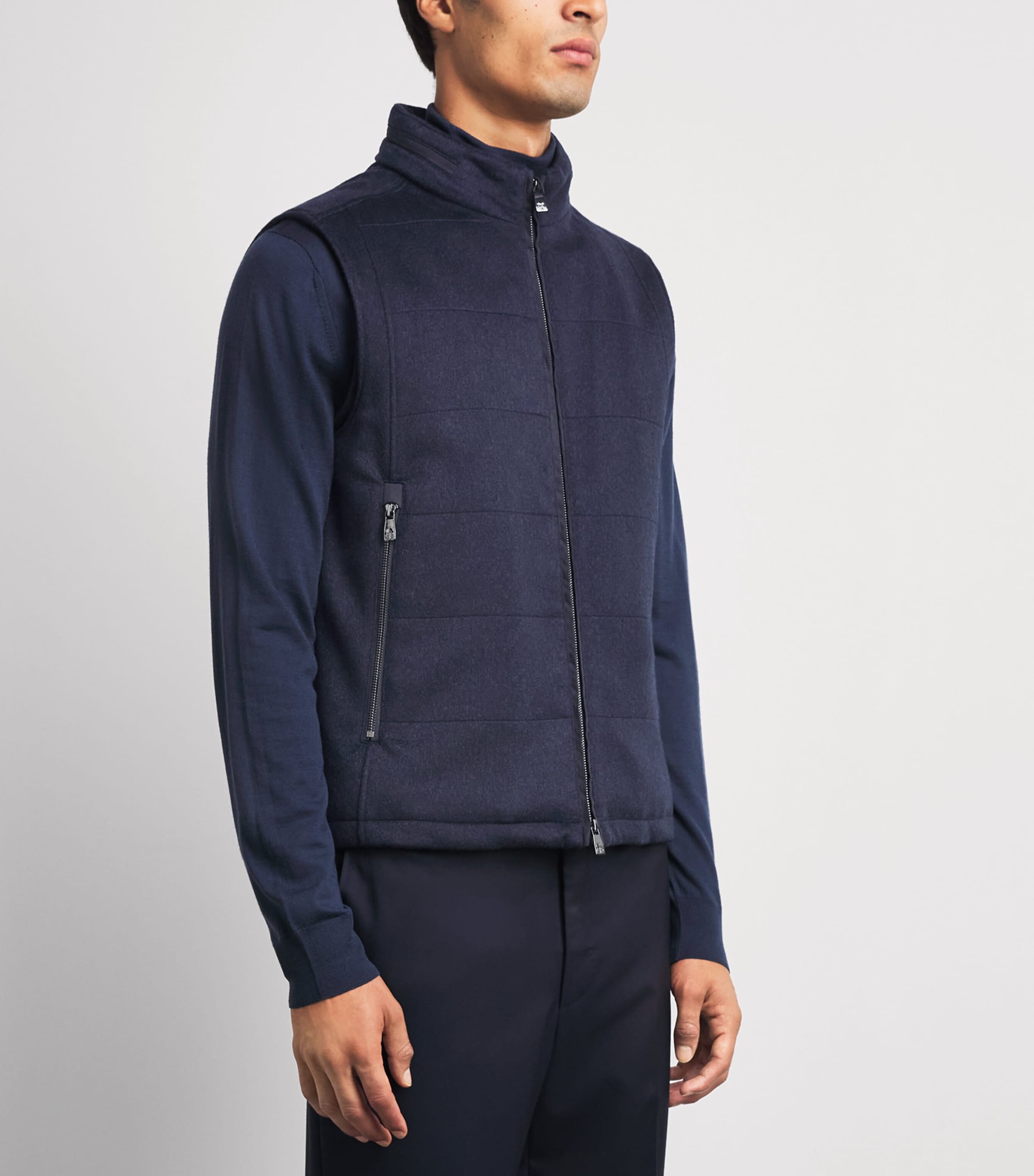 Corneliani Mens Virgin Wool Padded Gilet Navy Blue Image 4