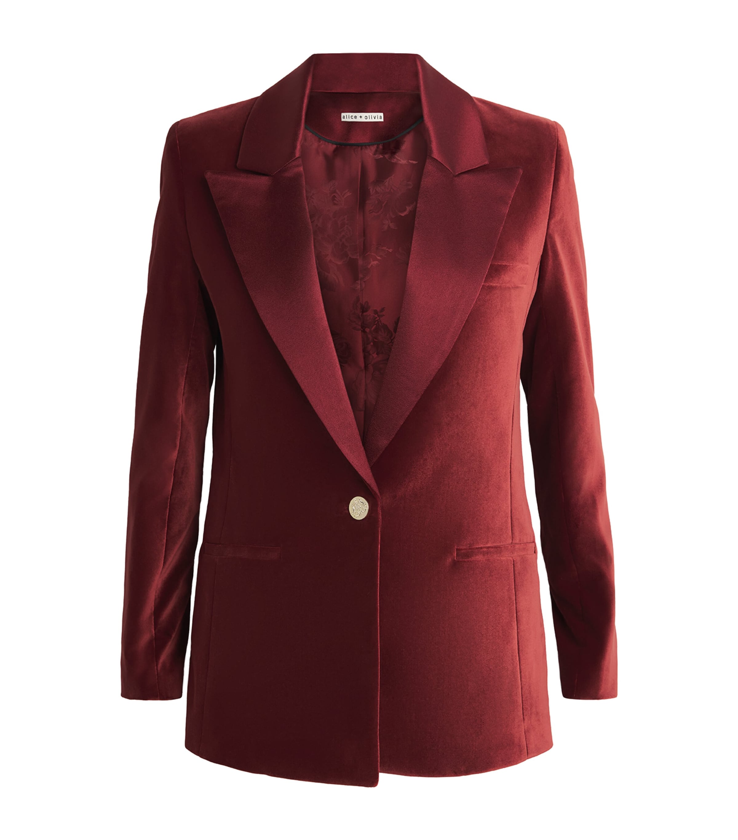 Alice And Olivia Velvet Silas Blazer In Burgundy