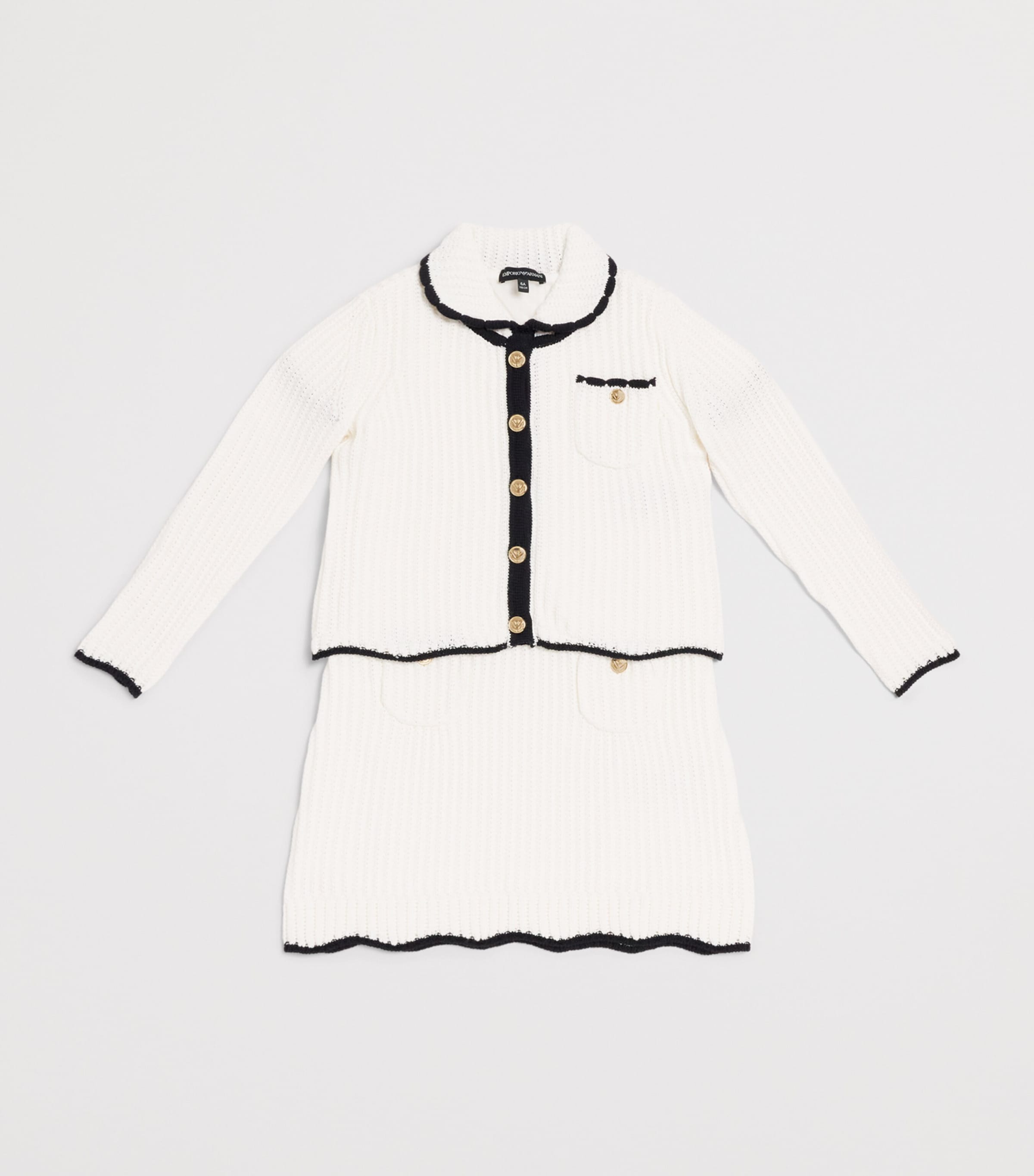 Emporio Armani Kids Cotton Knit Mini Dress (4-14 Years) Off White Image 3