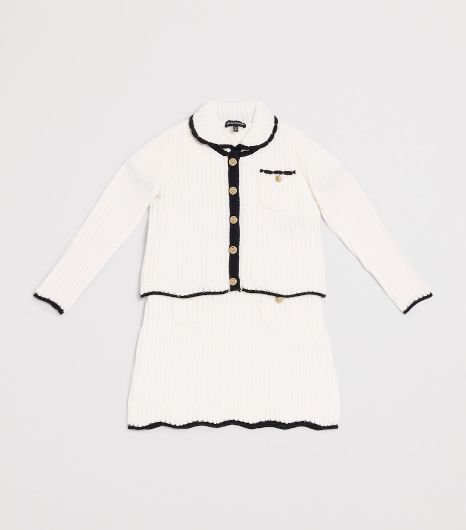 Emporio Armani Kids Cotton Knit Mini Dress (4-14 Years) Off White Image 3