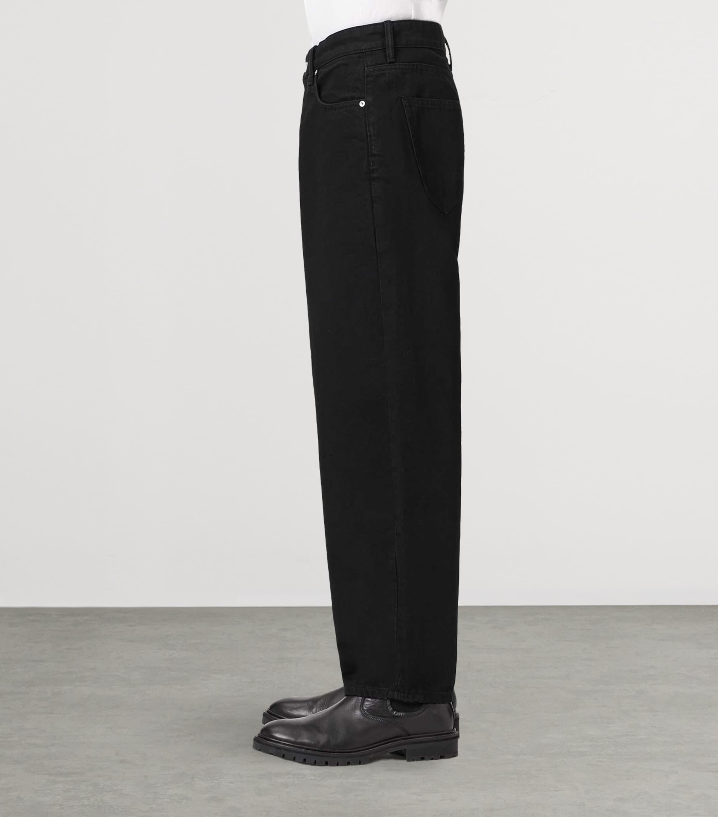 AllSaints Mens Curve Barrel-Leg Jeans Washed Black Image 6