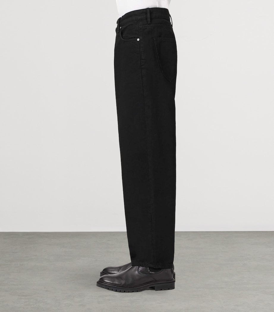 AllSaints Mens Curve Barrel-Leg Jeans Washed Black Image 6