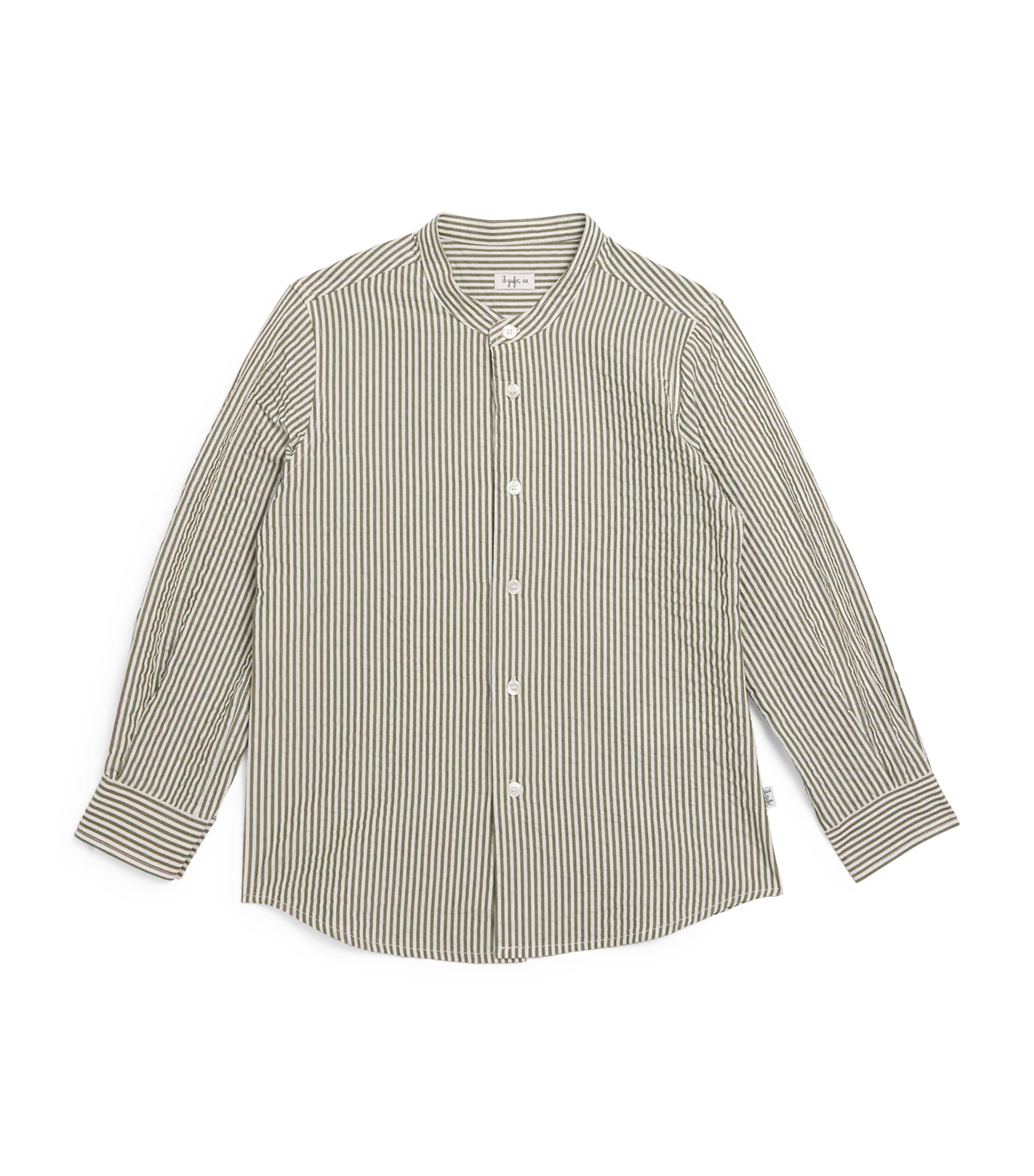 Il Gufo Cotton Striped Shirt (3-12 Years) Green Image 1