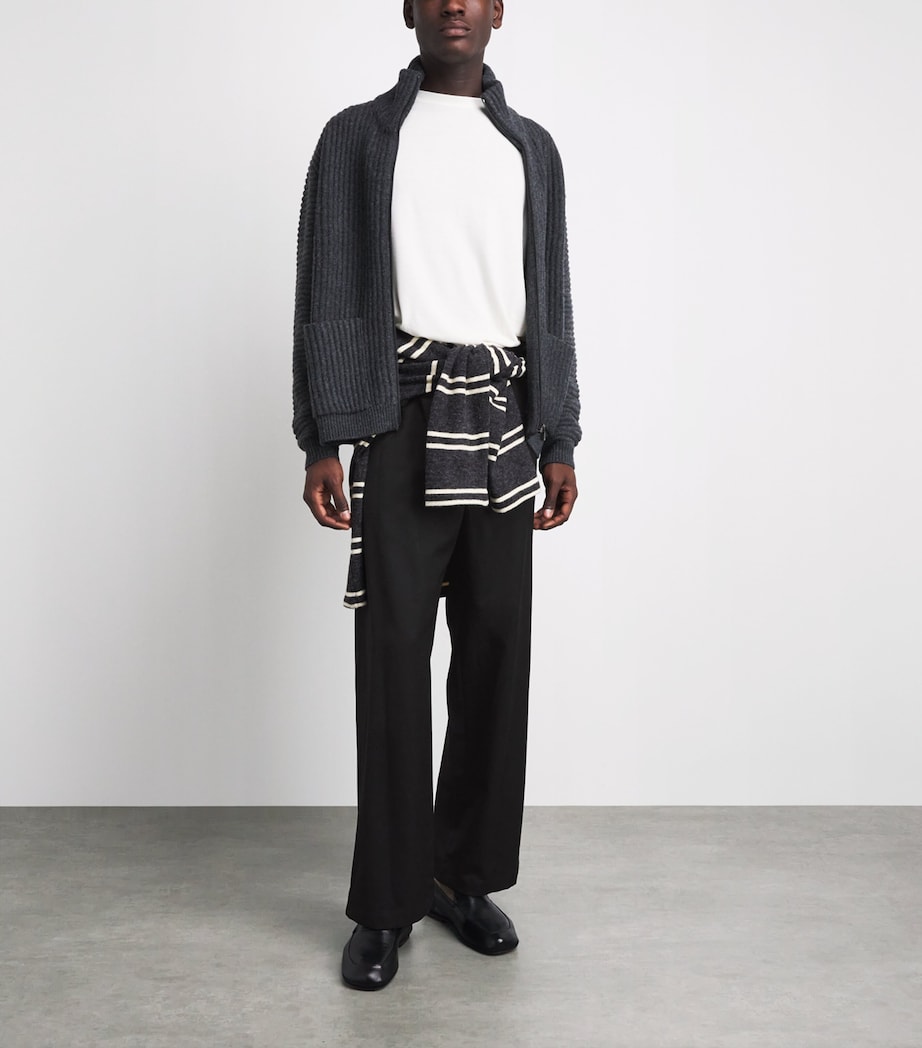Le 17 Septembre Mens Wool-Blend Drawstring Trousers Black Image 2