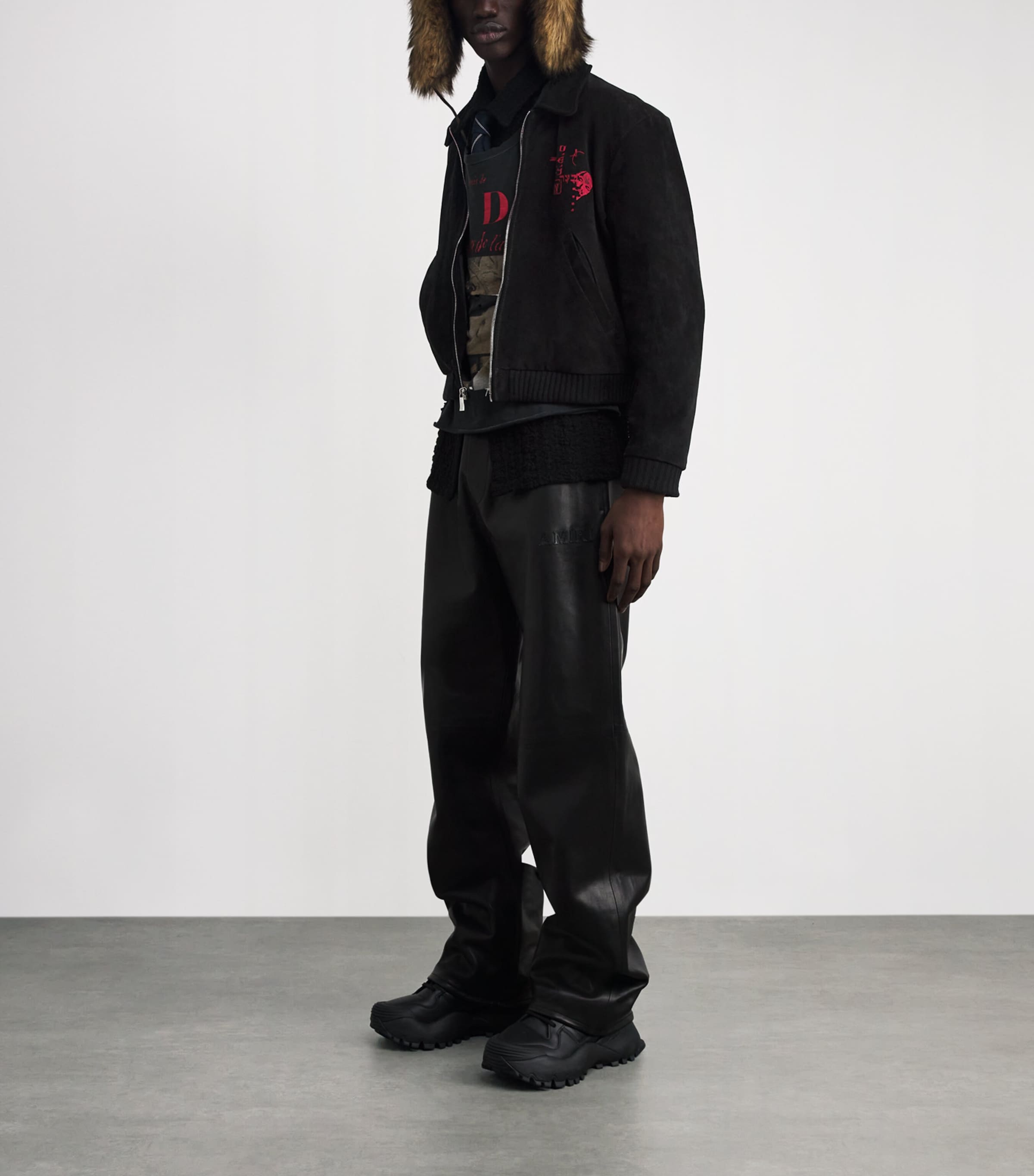 Suede Constructivist Bomber Jacket BLACK Image 2