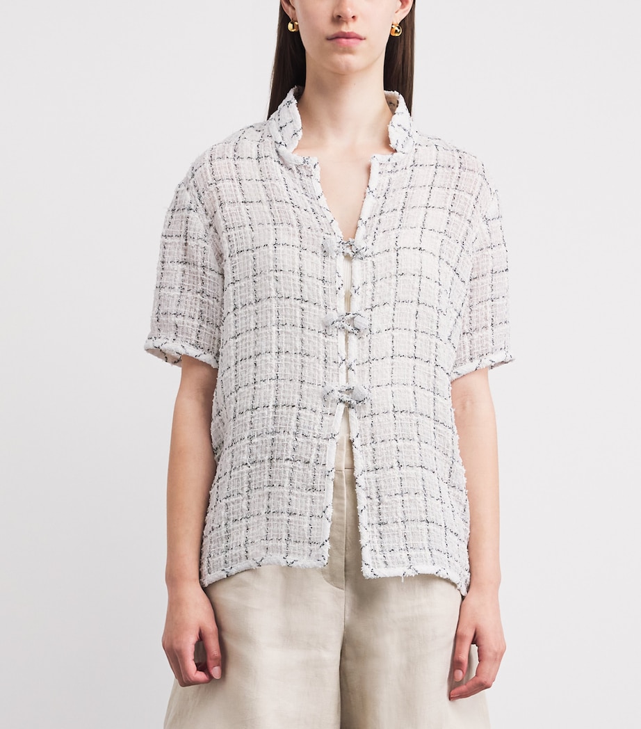 Liberowe Womens Cotton-Blend Tweed Hetty Shirt White Image 4