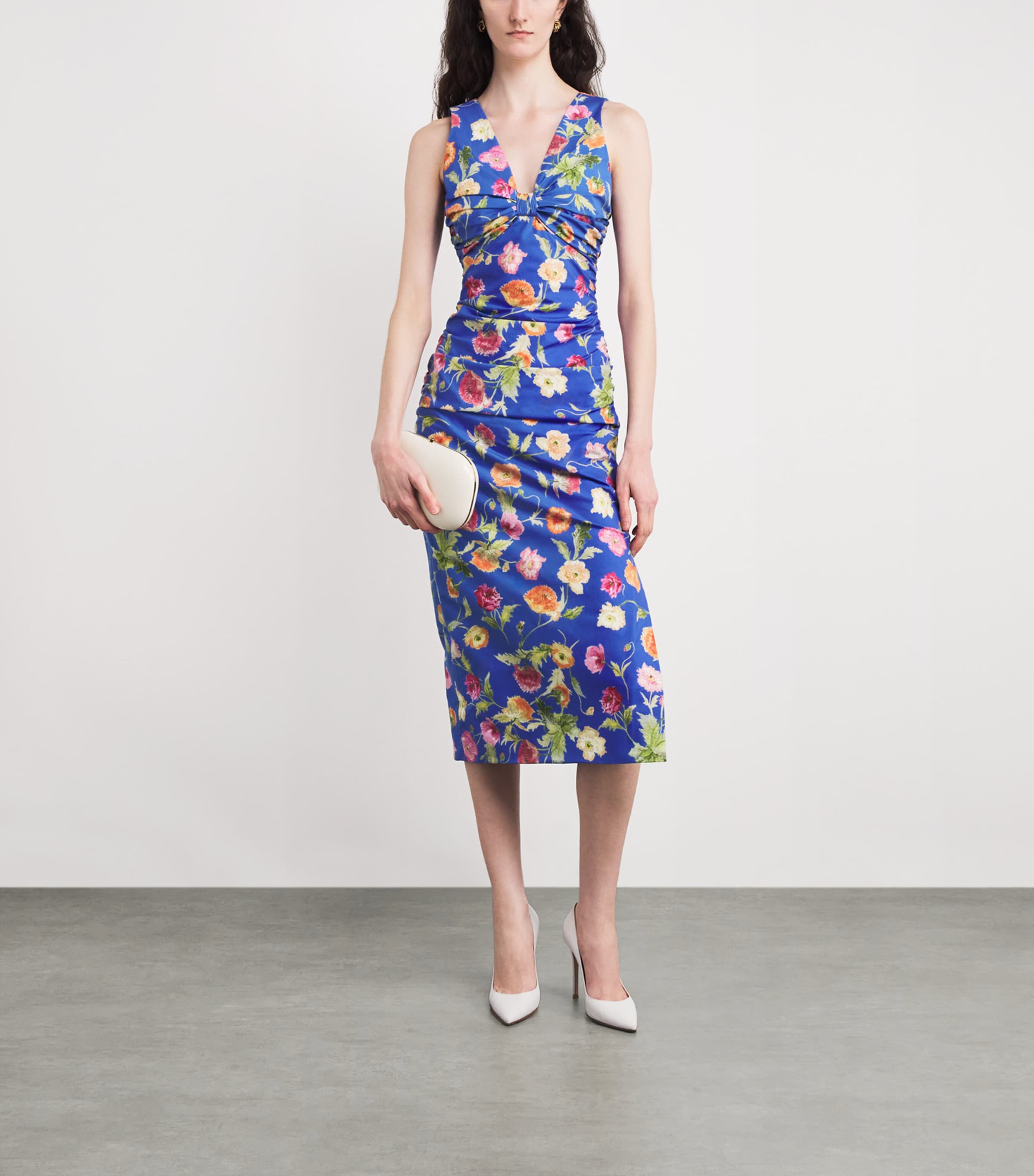 Poppy Print sleeveless Midi Dress 475 BLUEBELL MULTI Image 2