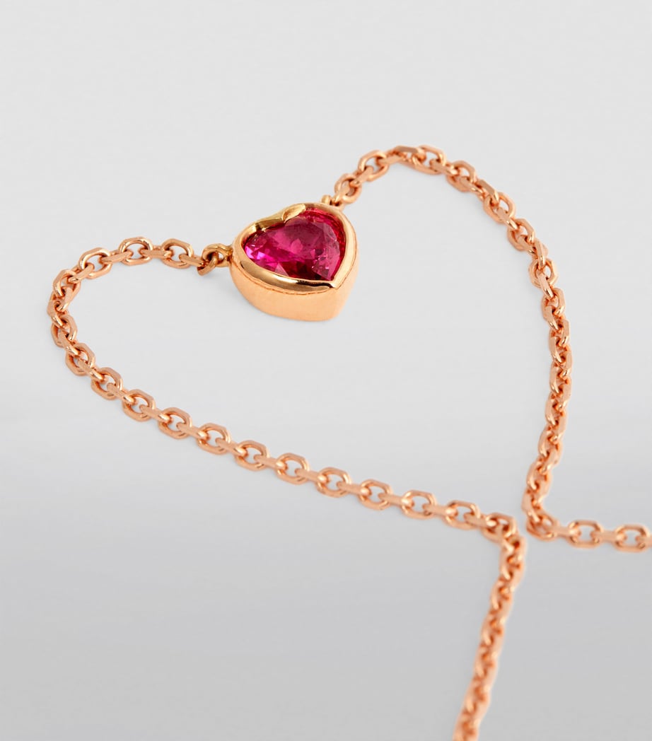 Rose Gold and Ruby Heart Necklace ROSE GOLD Image 5