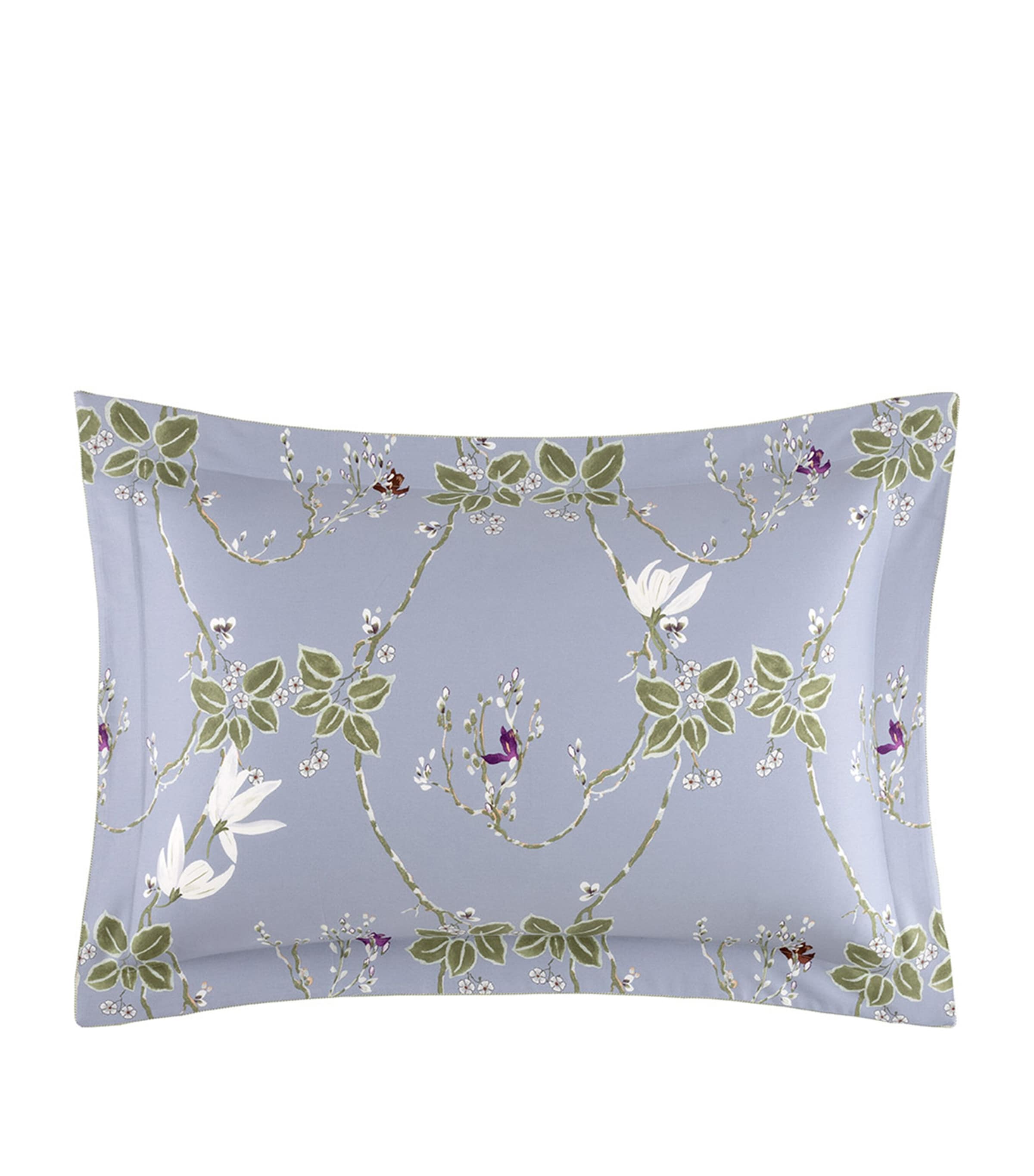 Yves Delorme Organic Cotton Rameau Oxford Pillowcase (50cm x 75cm) Blue Image 1