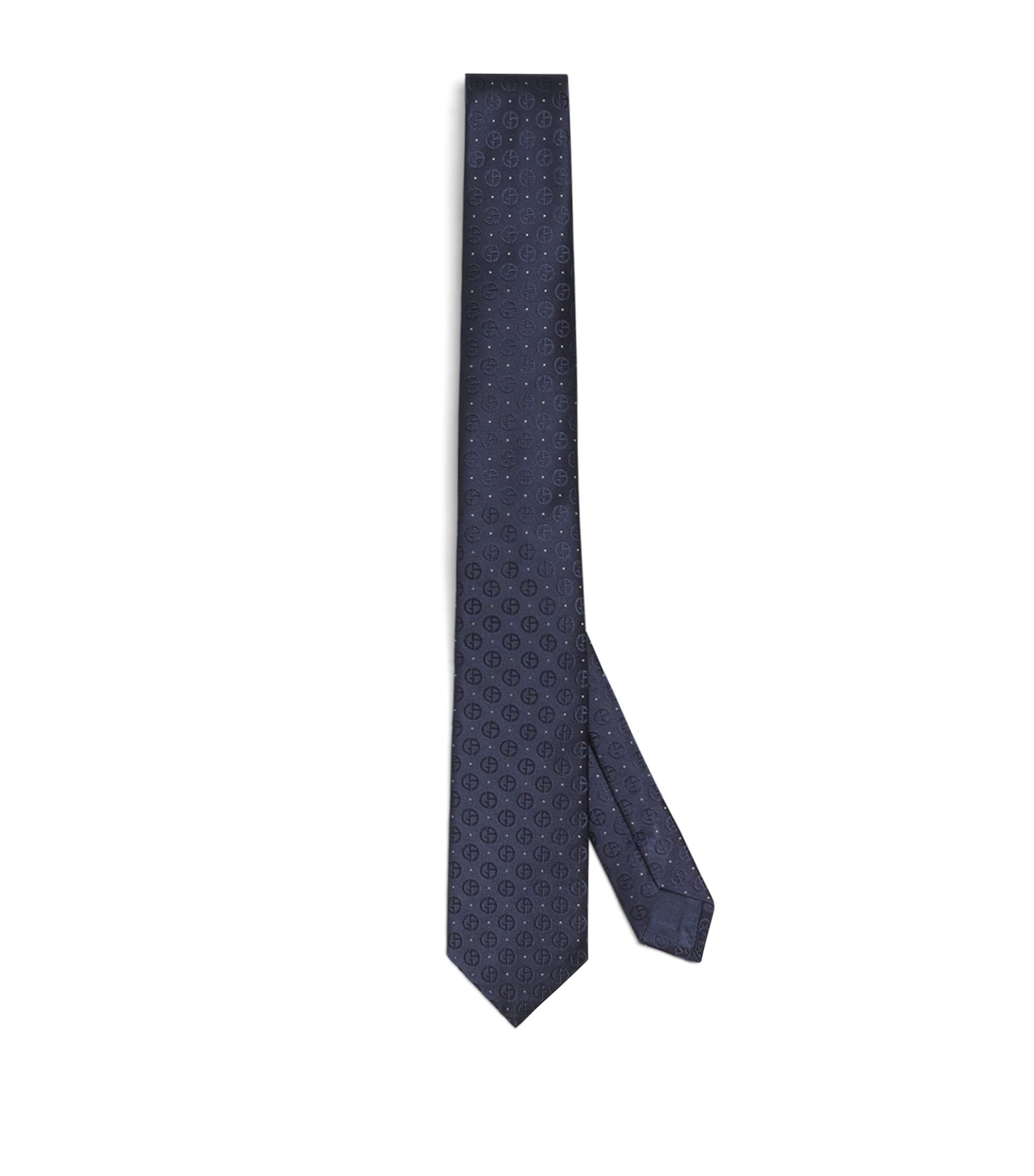 Giorgio Armani Silk Logo Tie In Blue