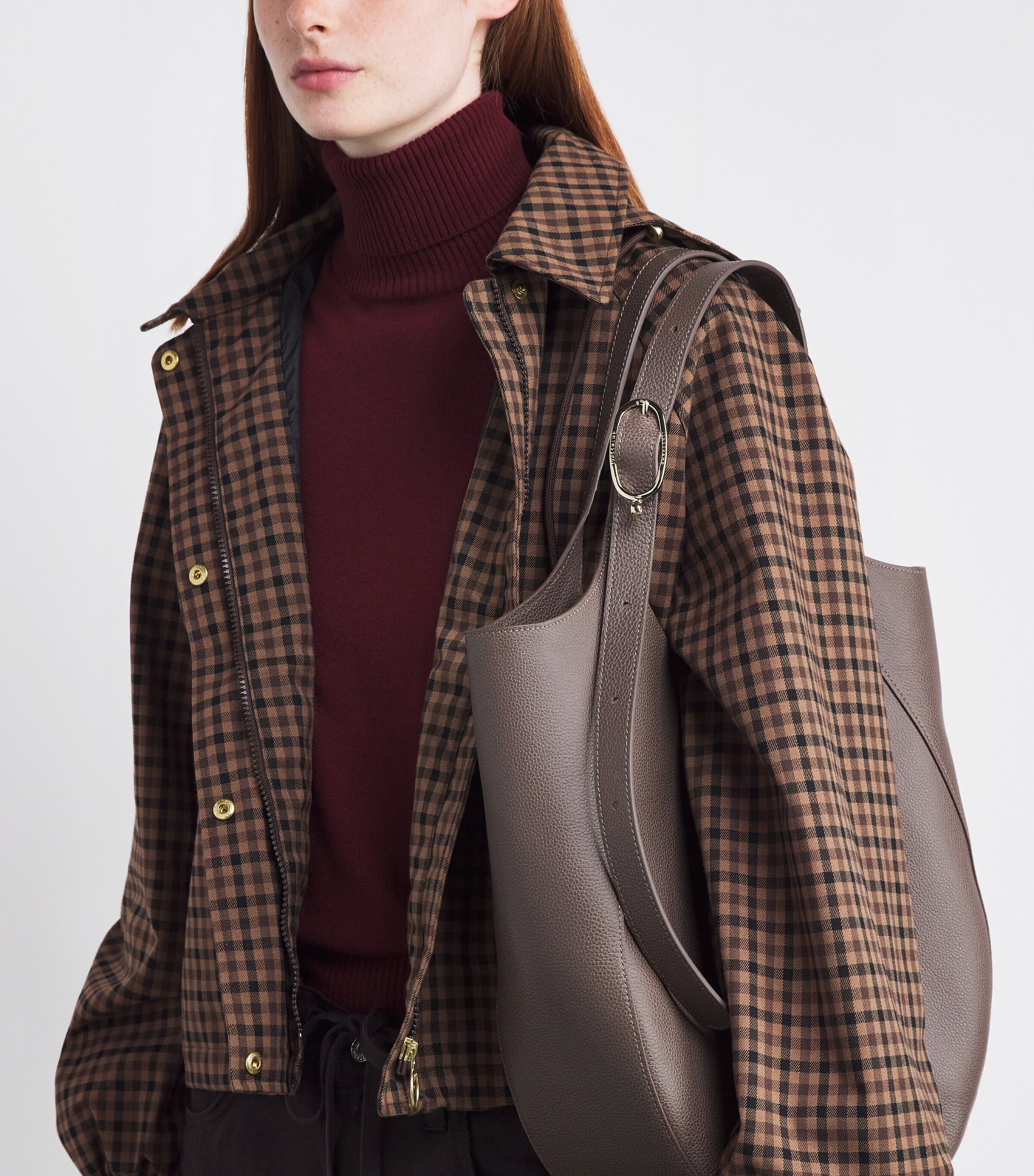 Longchamp Extra Large Leather Le Foulonné Top-Handle Bag Taupe Image 5