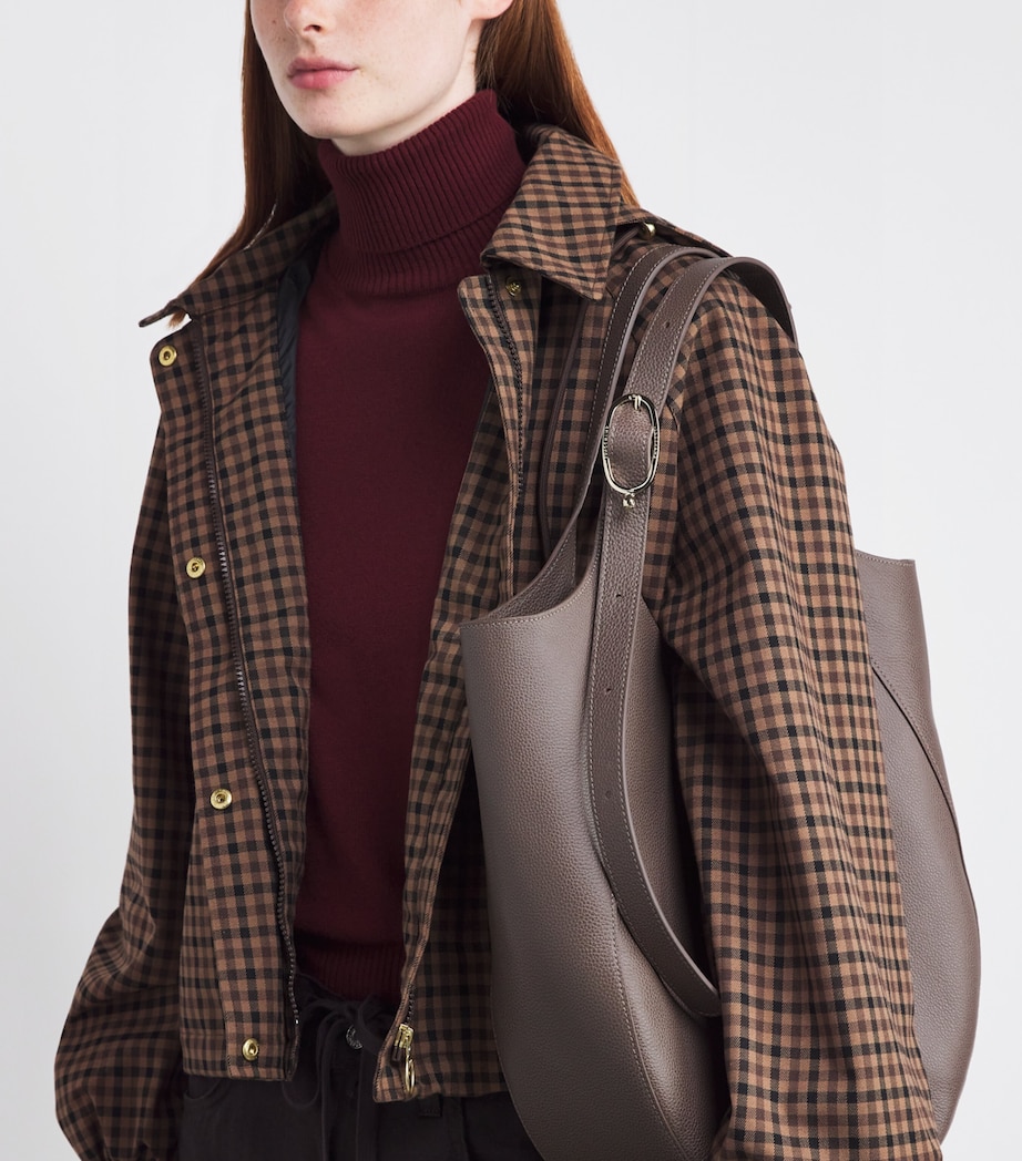 Longchamp Extra Large Leather Le Foulonné Top-Handle Bag Taupe Image 5