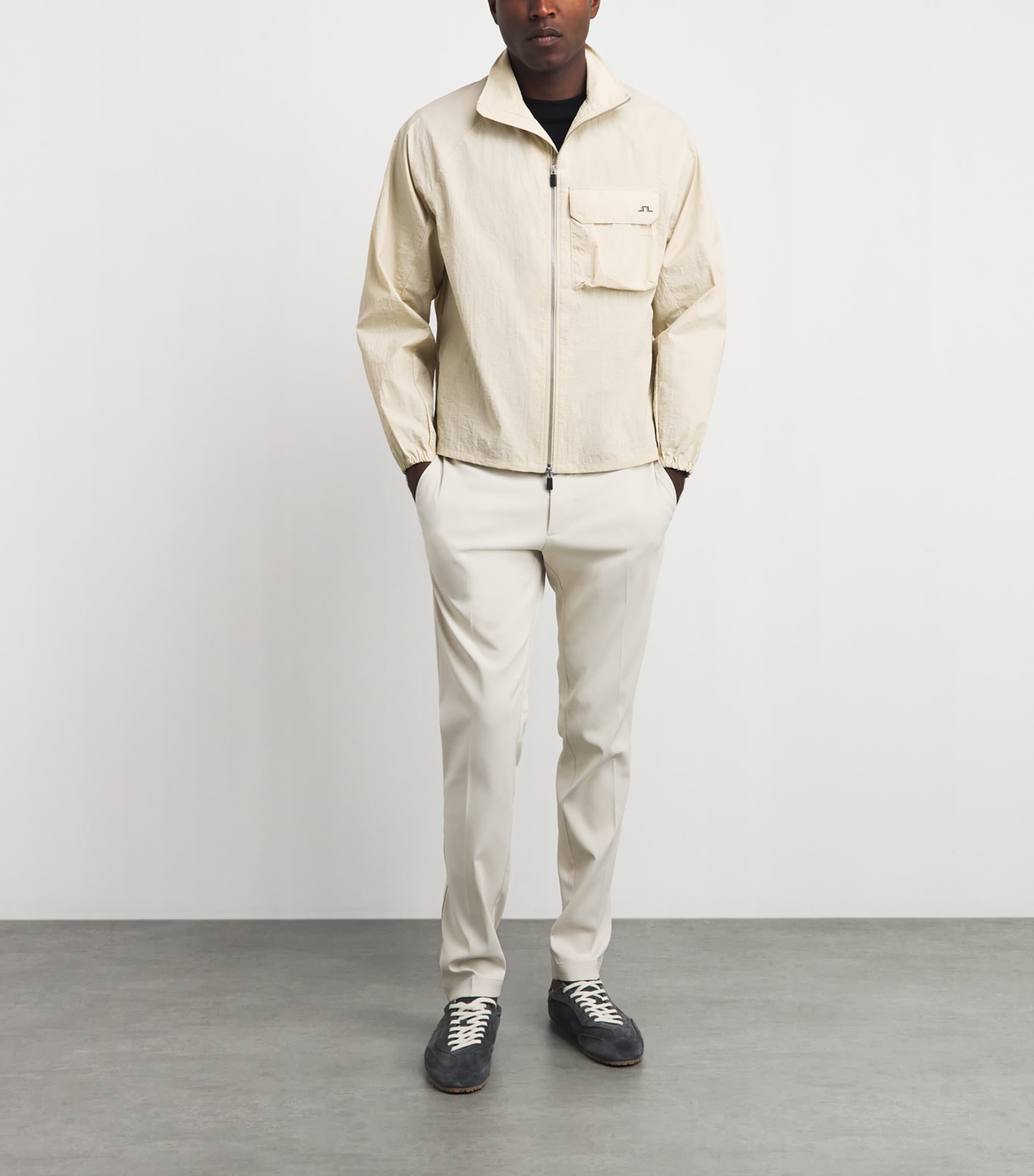 J Lindeberg Mens Gian Crinkle Zip Overshirt Moonbeam Image 2