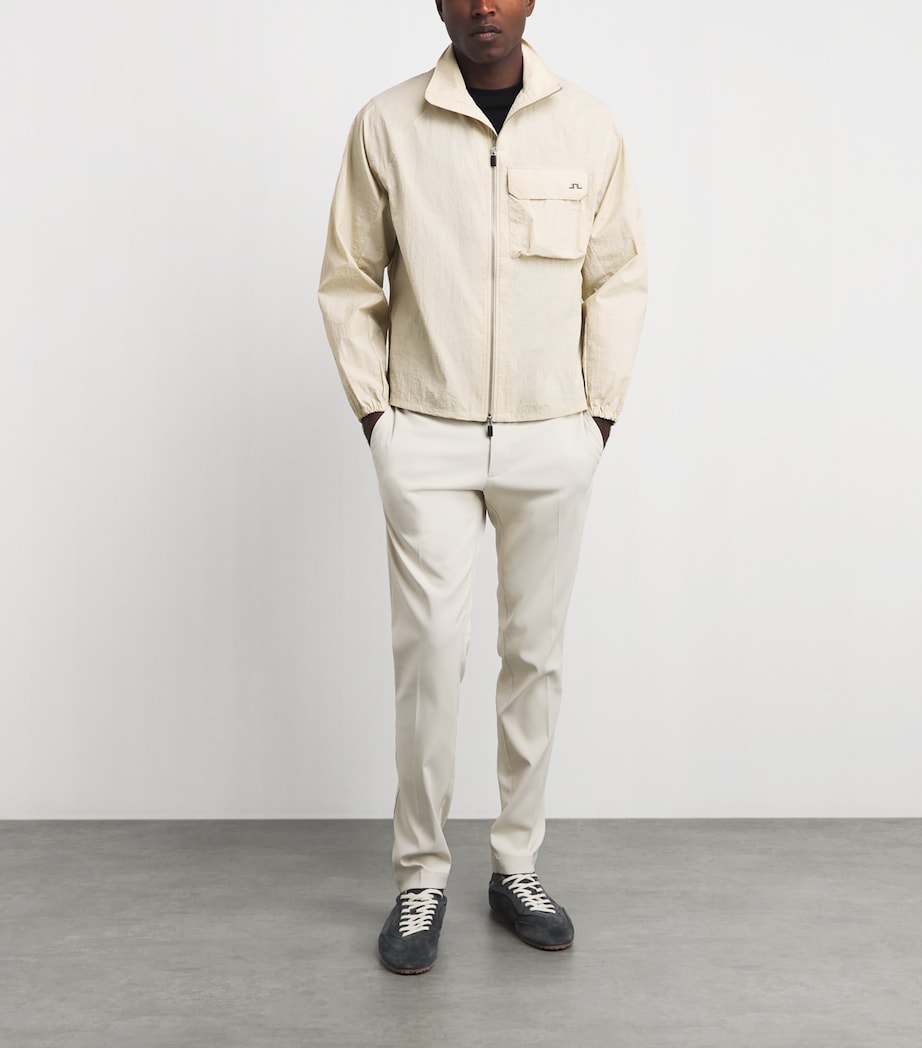 J Lindeberg Mens Gian Crinkle Zip Overshirt Moonbeam Image 2