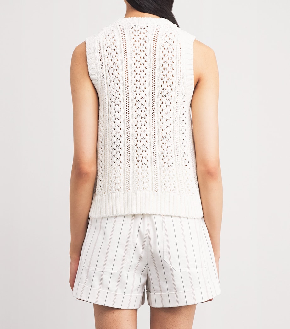 Cotton Open-Stitch Vest CREAM Image 4