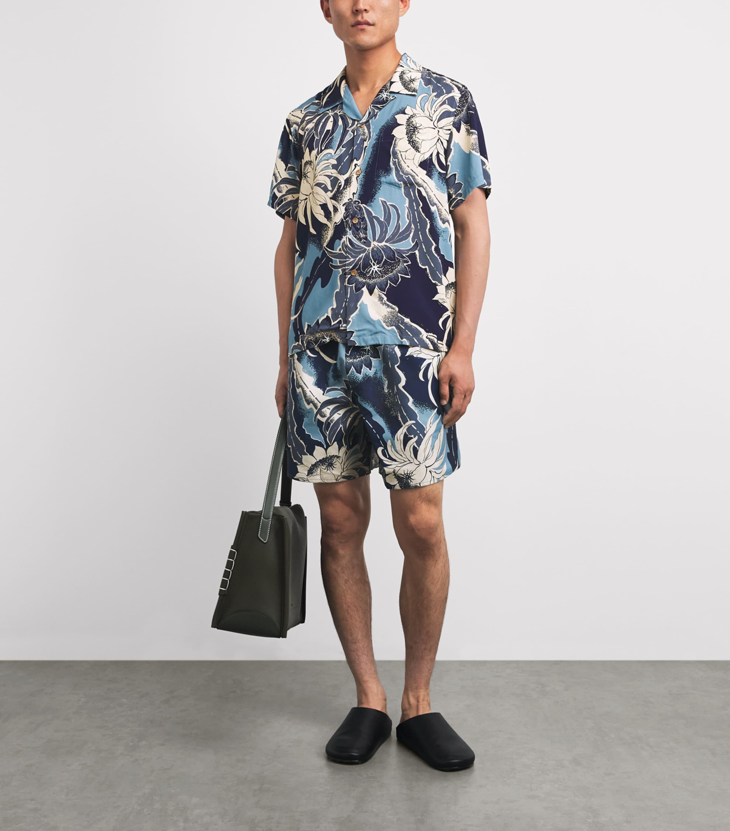 JW Anderson Mens Floral Print Shirt Sapphire Image 2