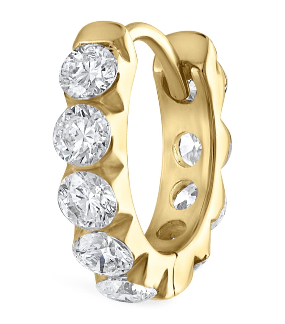 Yellow Gold Invisible Set Large Diamond Eternity Hoop Earring (8mm) YELLOW GOLD Image 1