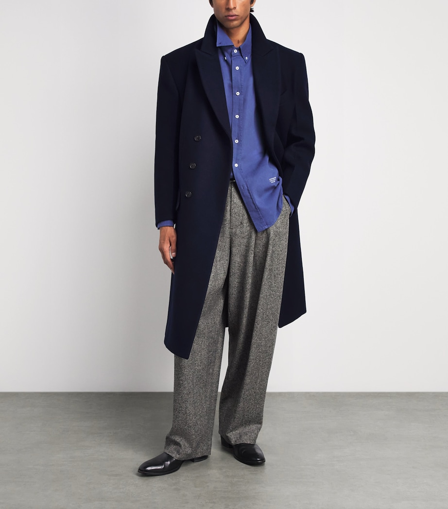 System Mens Wool-Cashmere Double-Breasted Coat Dark Navy Image 2