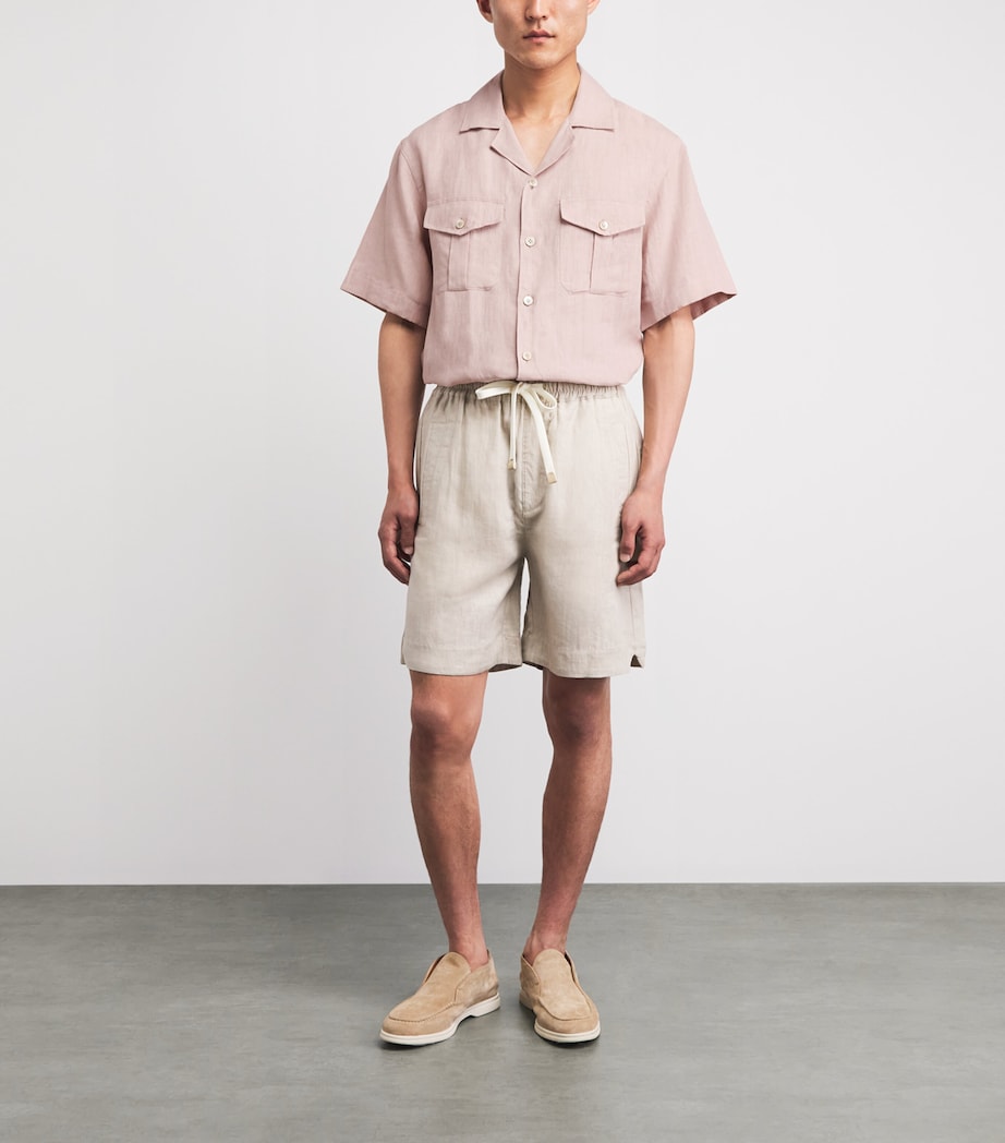 Eleventy Mens Linen Bowling Shirt Cipria Image 2