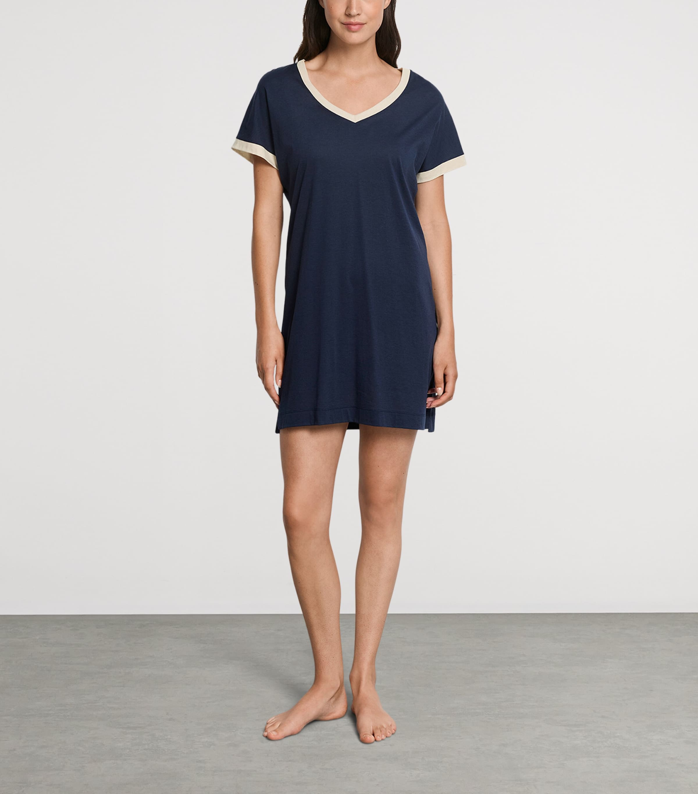Hanro Womens Cotton-Modal Laura Nightdress Deep Navy Image 4