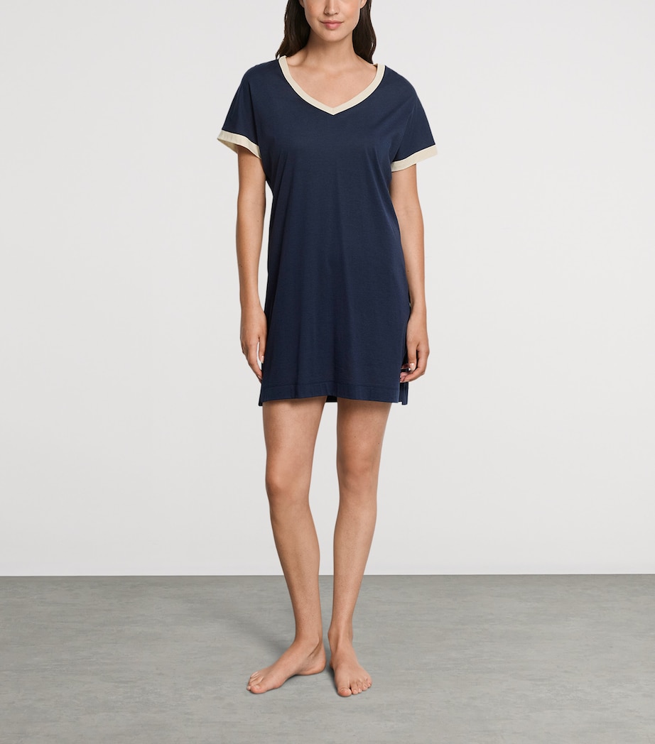 Hanro Womens Cotton-Modal Laura Nightdress Deep Navy Image 4