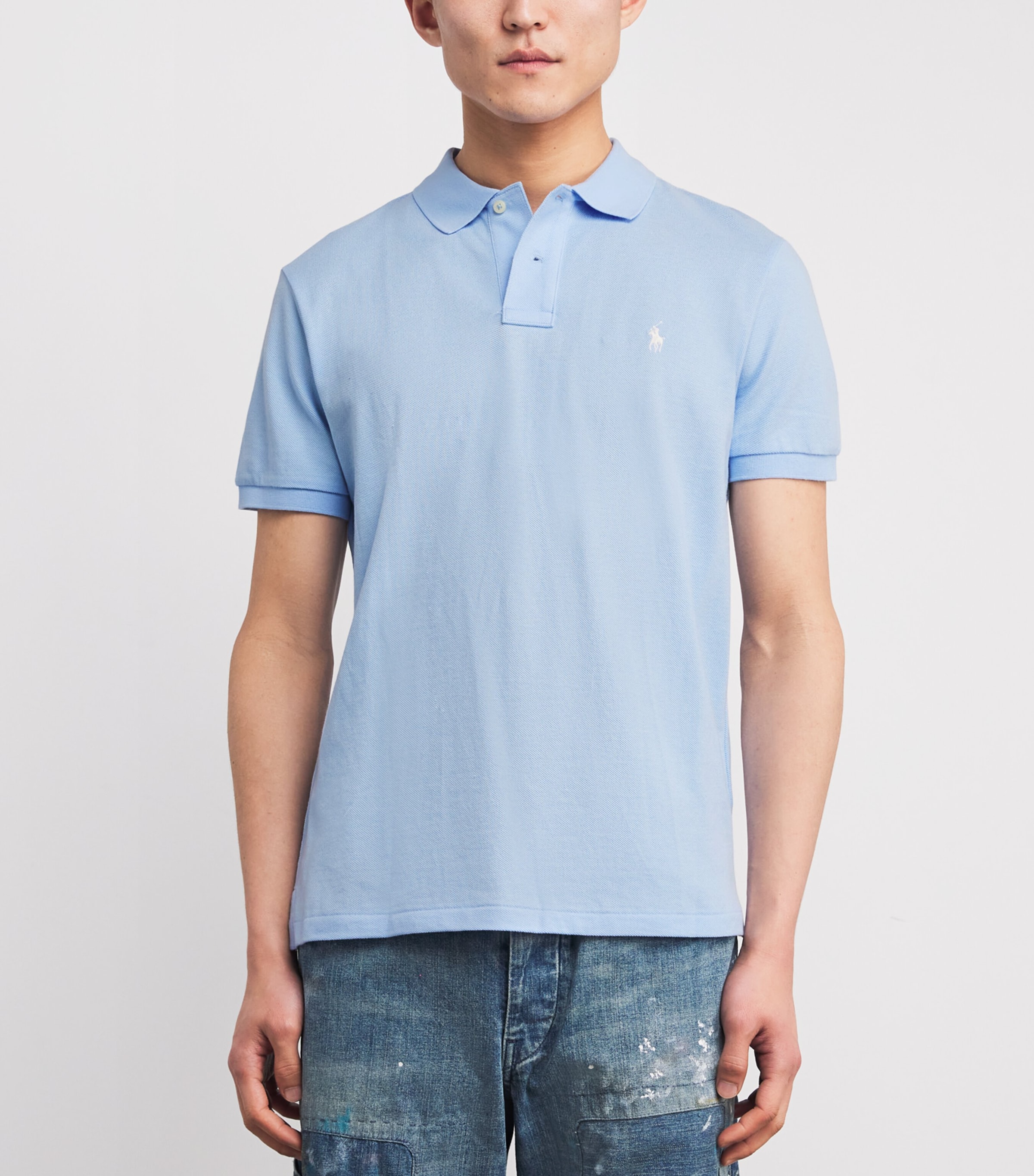 Polo Ralph Lauren Mens Cotton Mesh Polo Pony Polo Shirt Office Blue Image 3