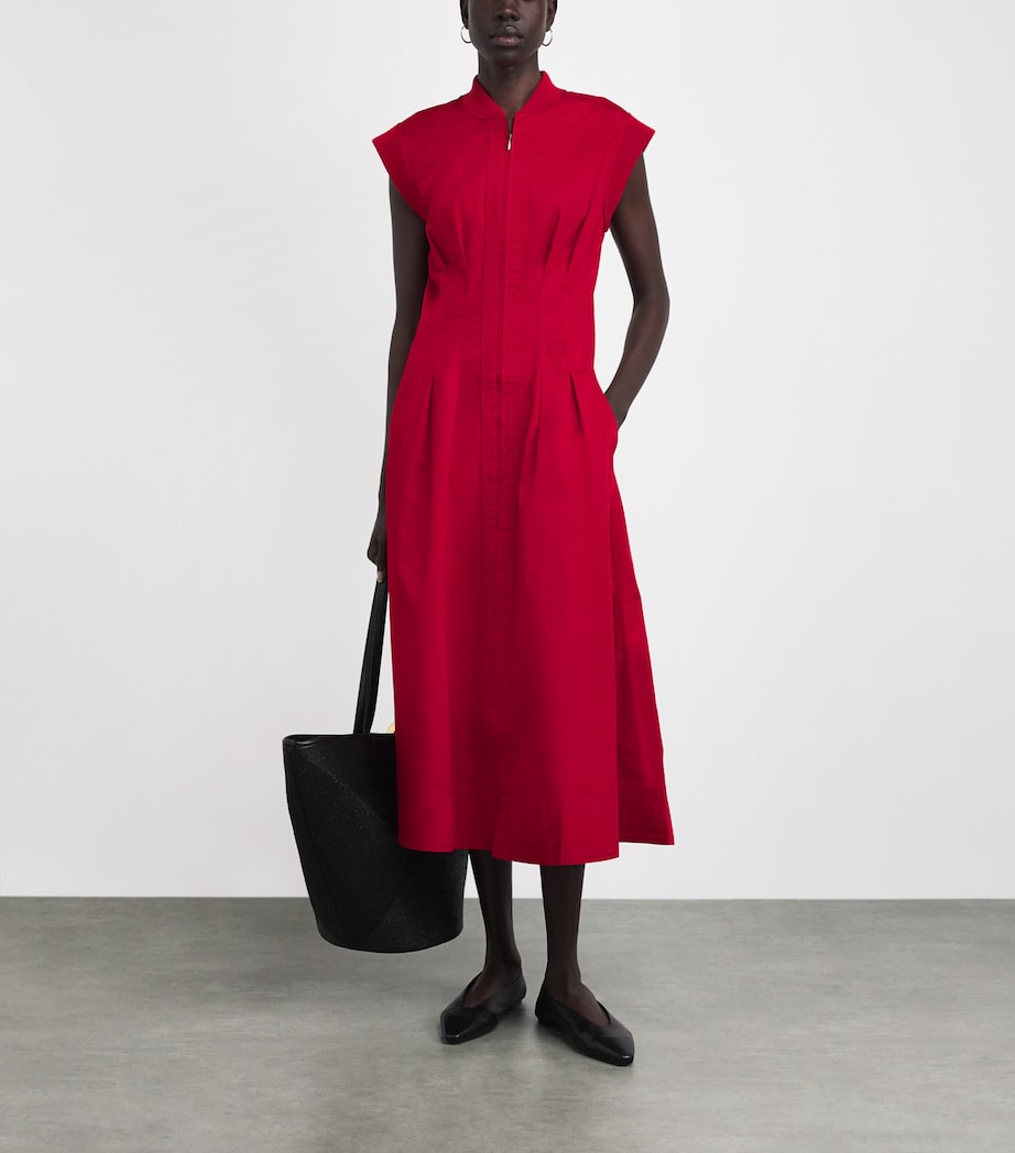ME+EM Womens Cotton Sporty Midi Dress Deep Carmine Red Image 2