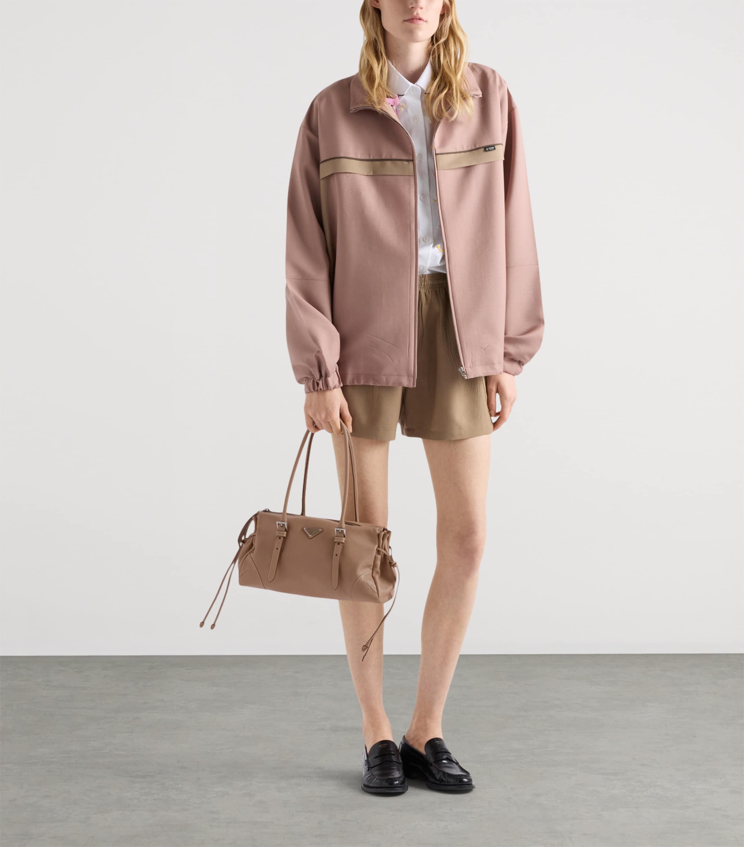 Prada Medium Leather Bonnie Top-Handle Bag Powder Image 2