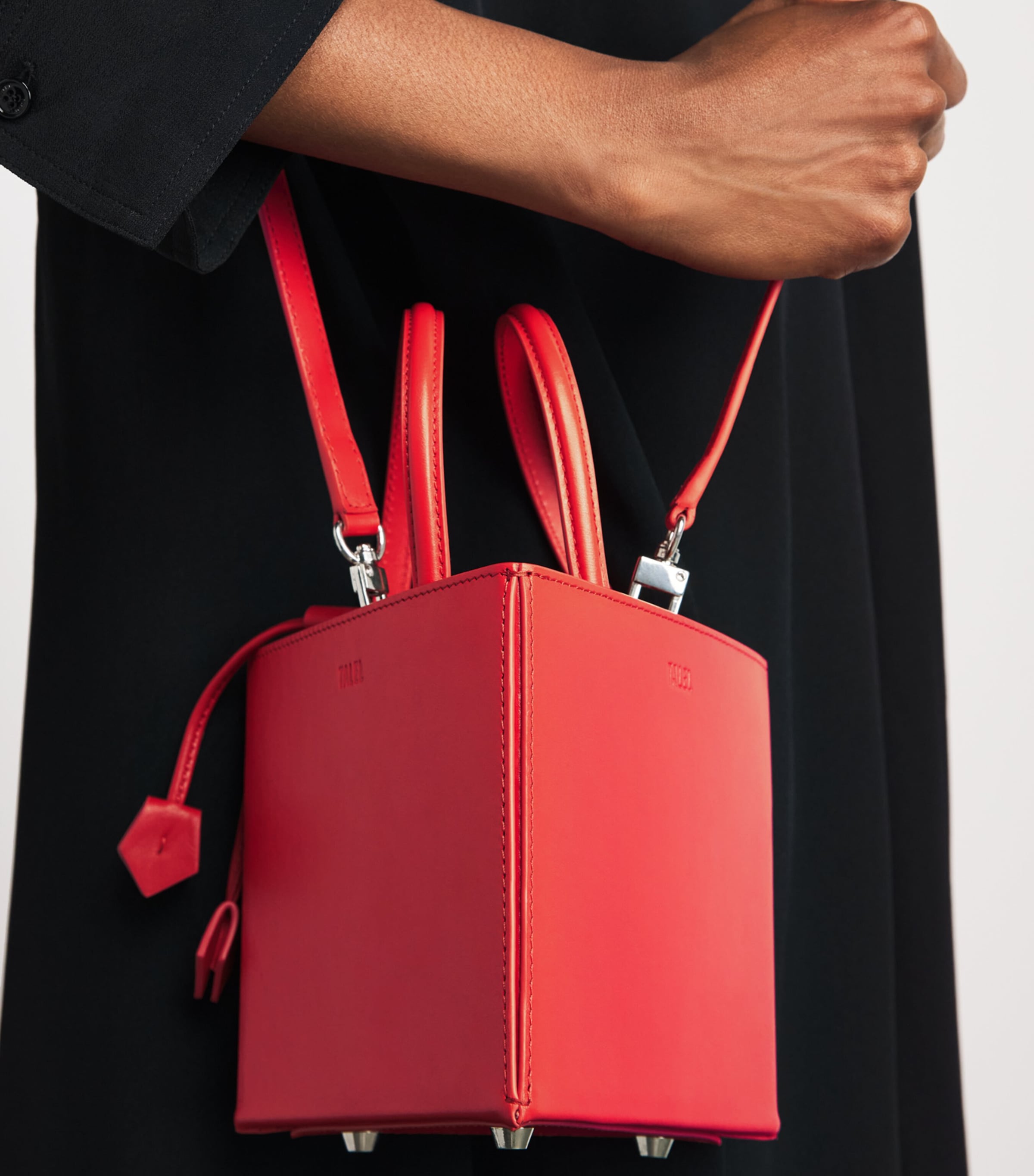 Talel Paris Leather Triangle Top-Handle Bag Red Image 2