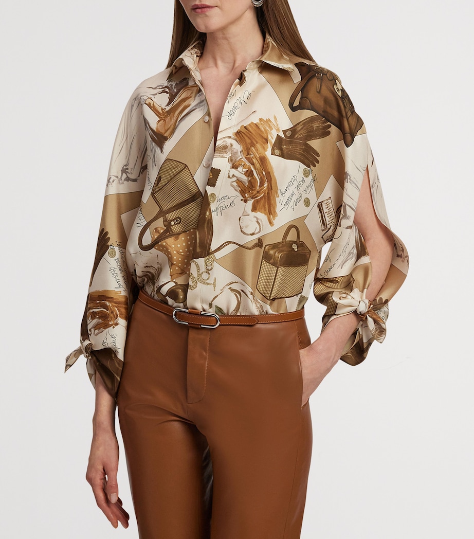 Silk Printed Blouse TAN MULTI Image 6