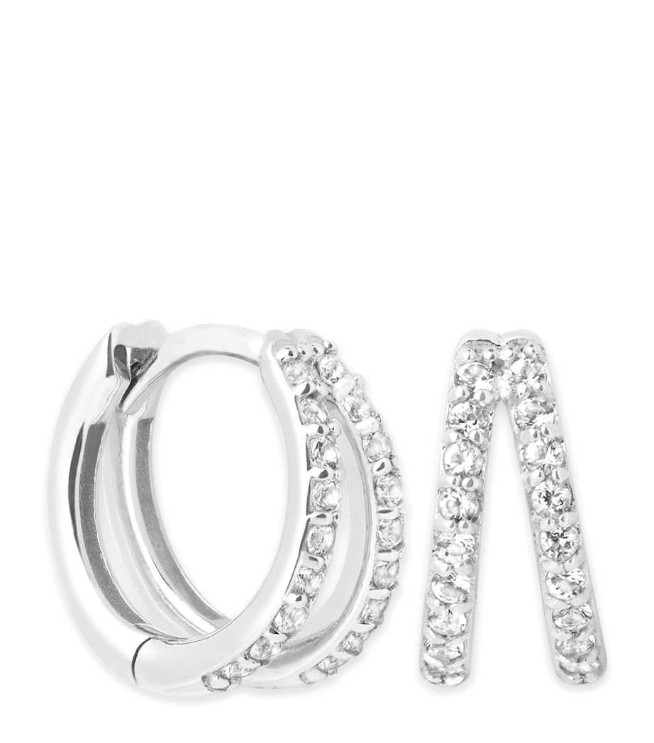 Astrid & Miyu White Gold and Topaz Illusion Huggie Earrings White Gold Image 1