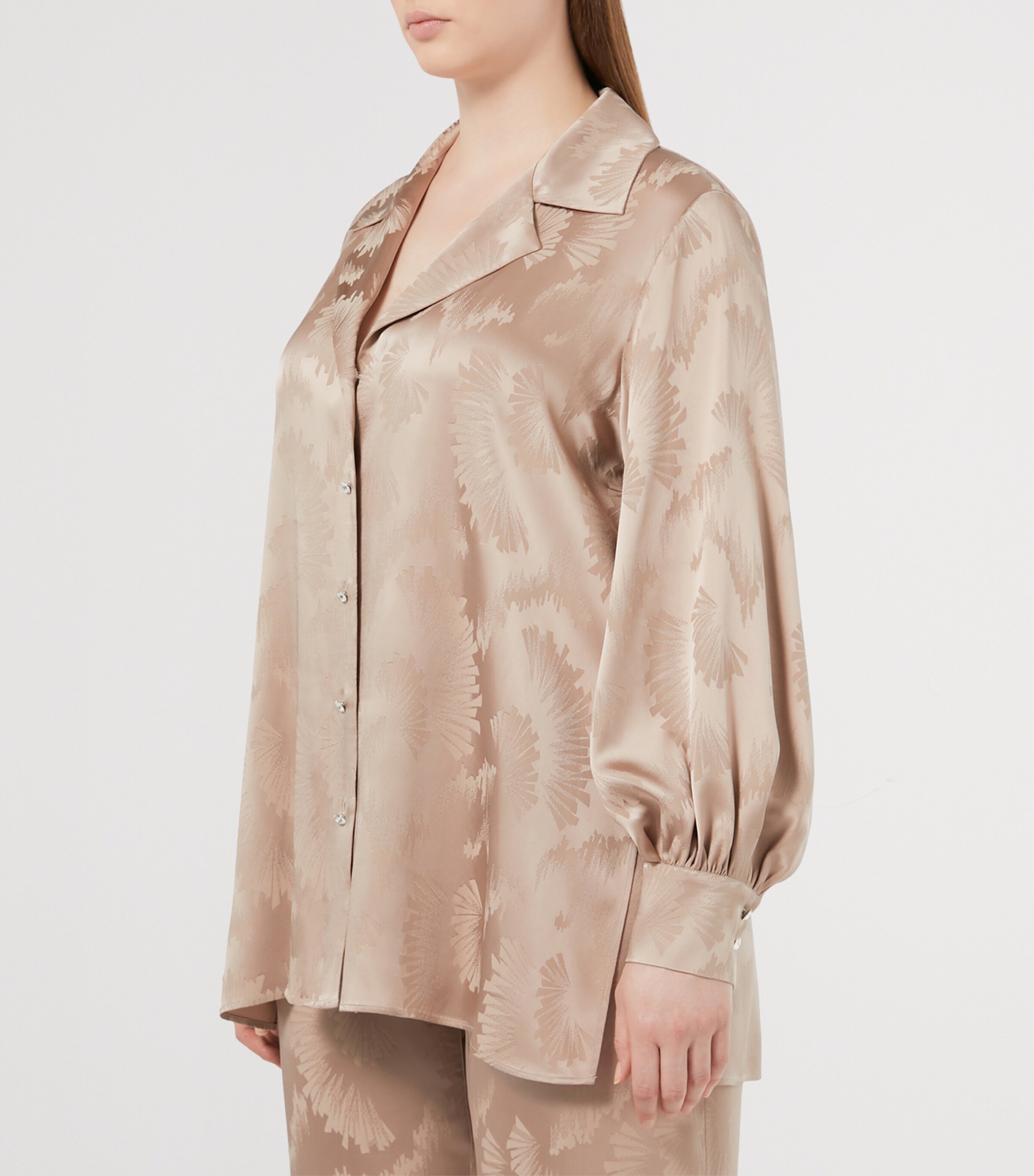 Satin Textured Faraone Shirt BEIGE Image 2