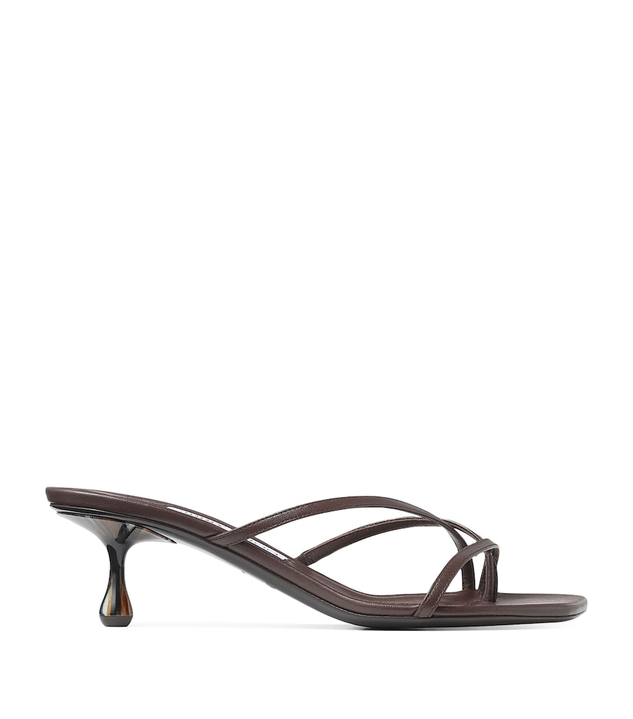Etana 50 Leather Heeled Mules CHOCOLATE Image 1