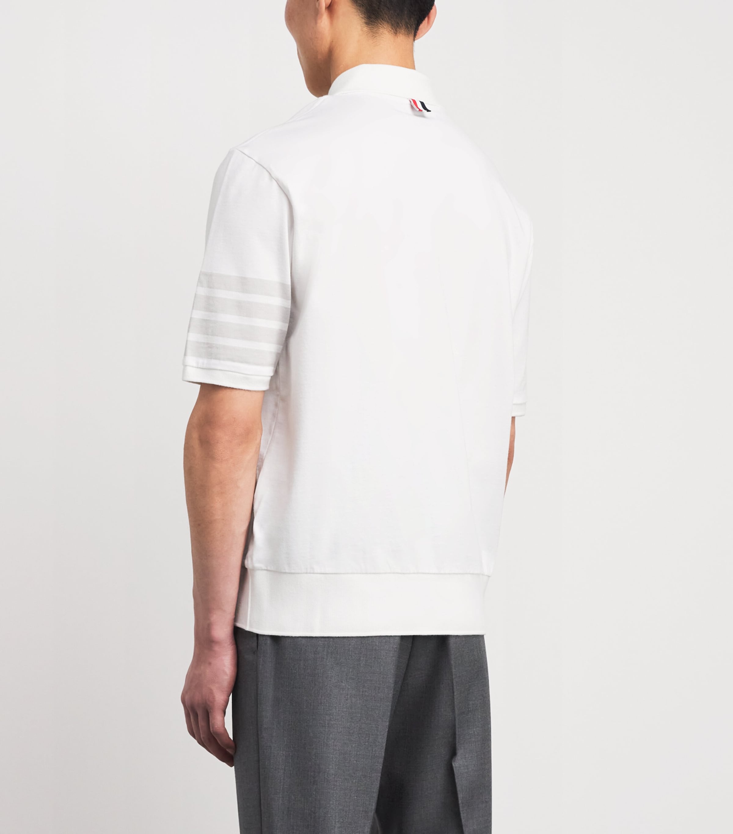 Thom Browne Mens Cotton 4-Bar Polo Shirt White Image 5